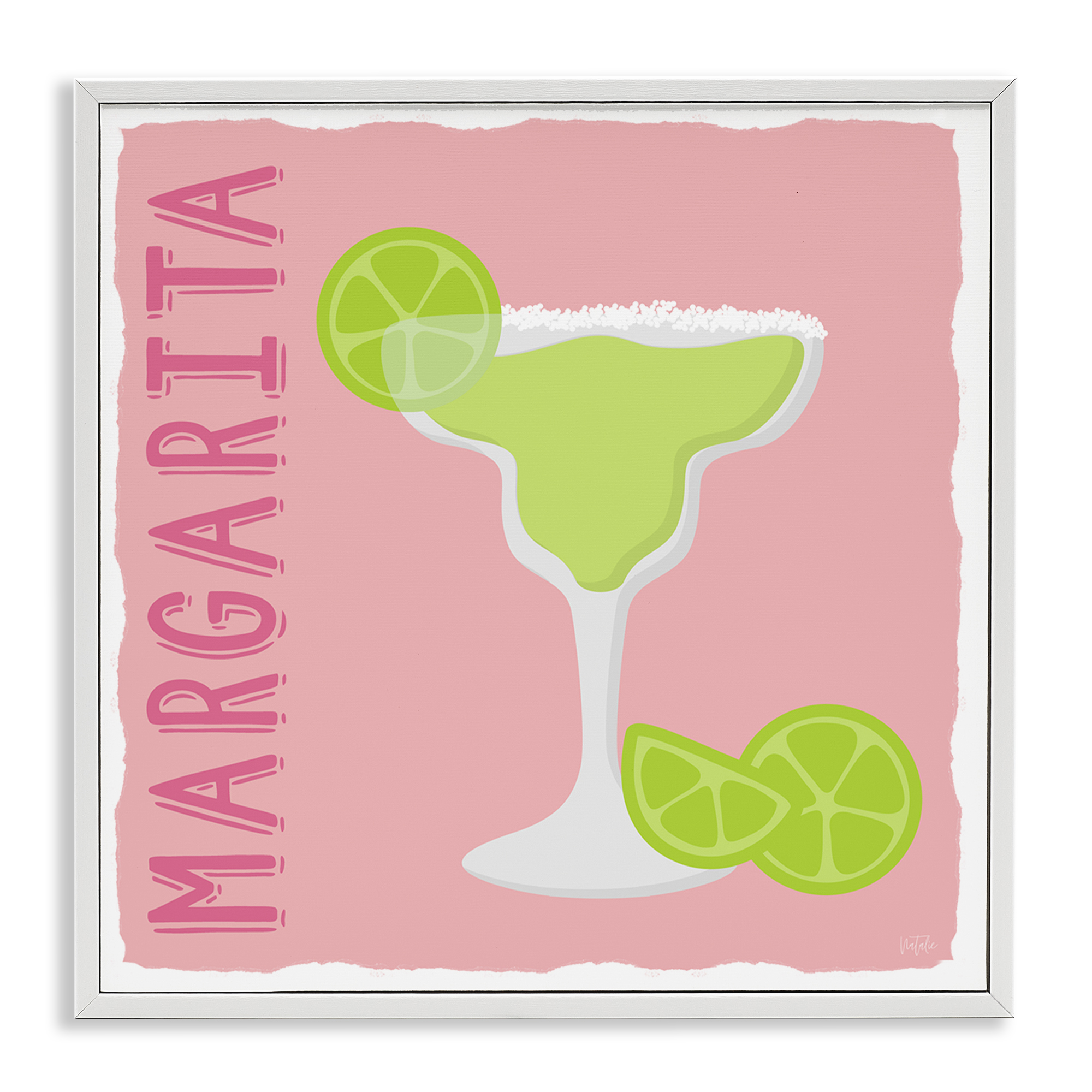 Stupell Industries Margarita Cocktail with Limes Food & Beverage Painting White Framed Art Print Wall Art, 17 x 17
