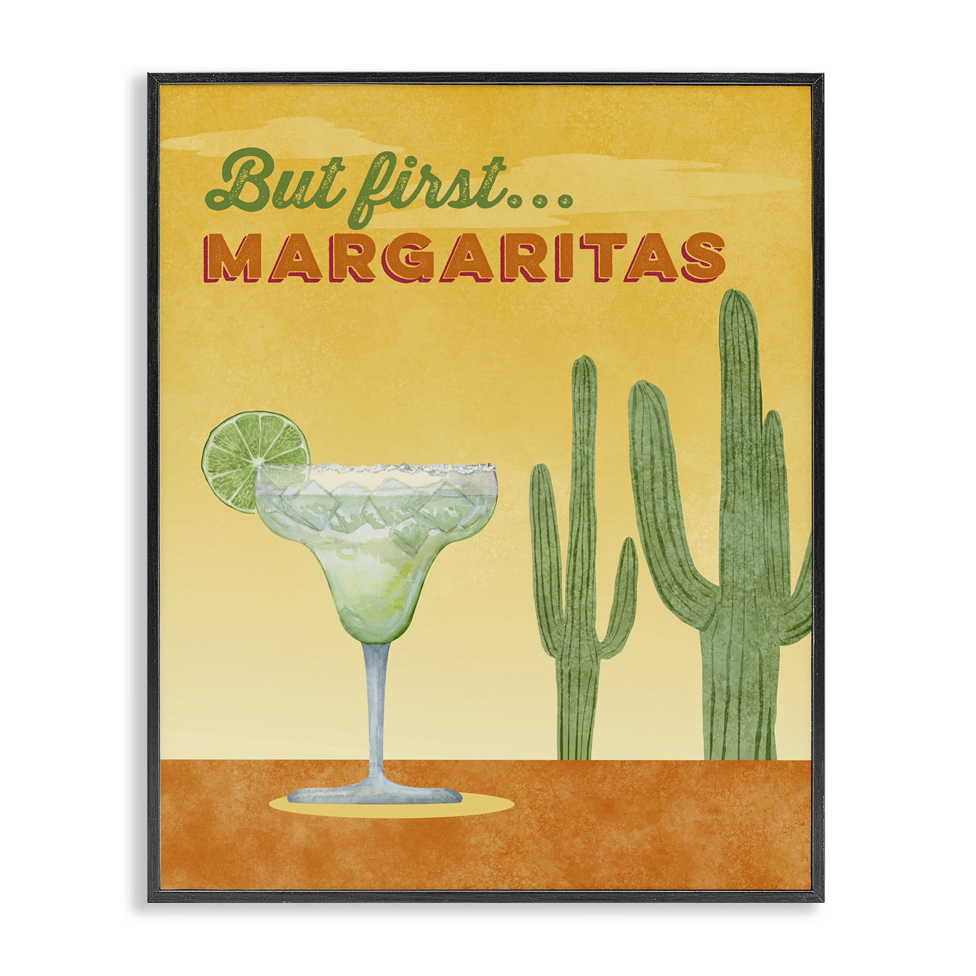 Stupell Industries Margarita & Desert Cactus Food & Beverage Painting Black Framed Art Print Wall Art, 11 x 14