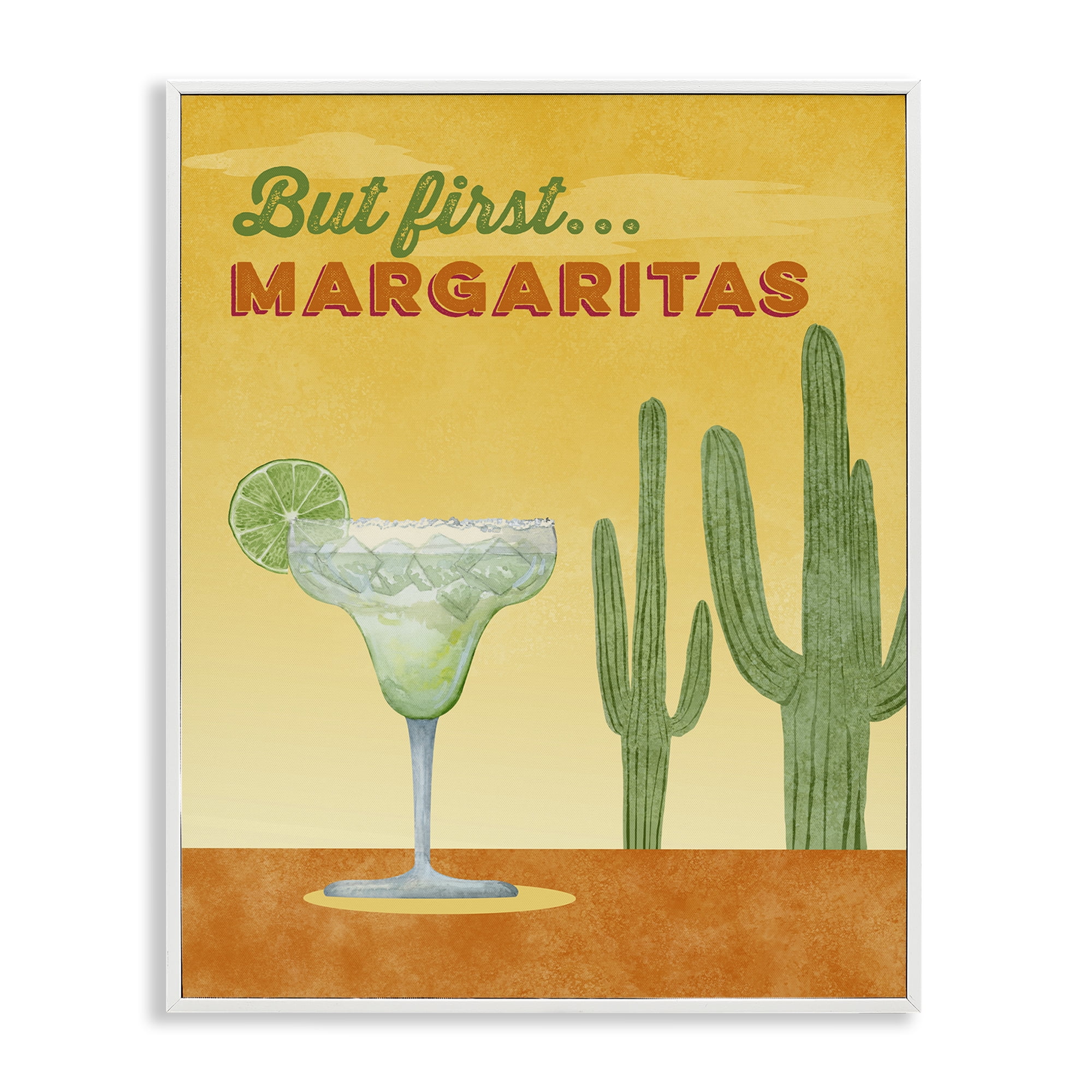 Stupell Industries Margarita & Desert Cactus Food & Beverage Painting White Framed Art Print Wall Art, 16 x 20