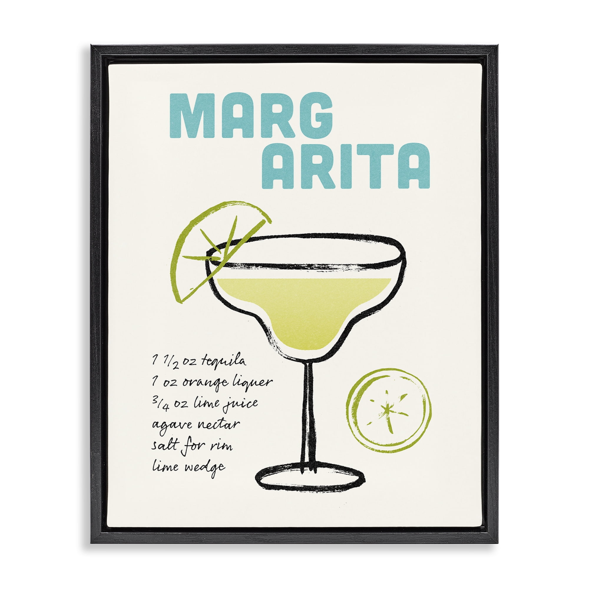 Stupell Industries Margarita Drink Recipe Food & Beverage Painting Black Floater Framed Art Print Wall Art, 17 x 21