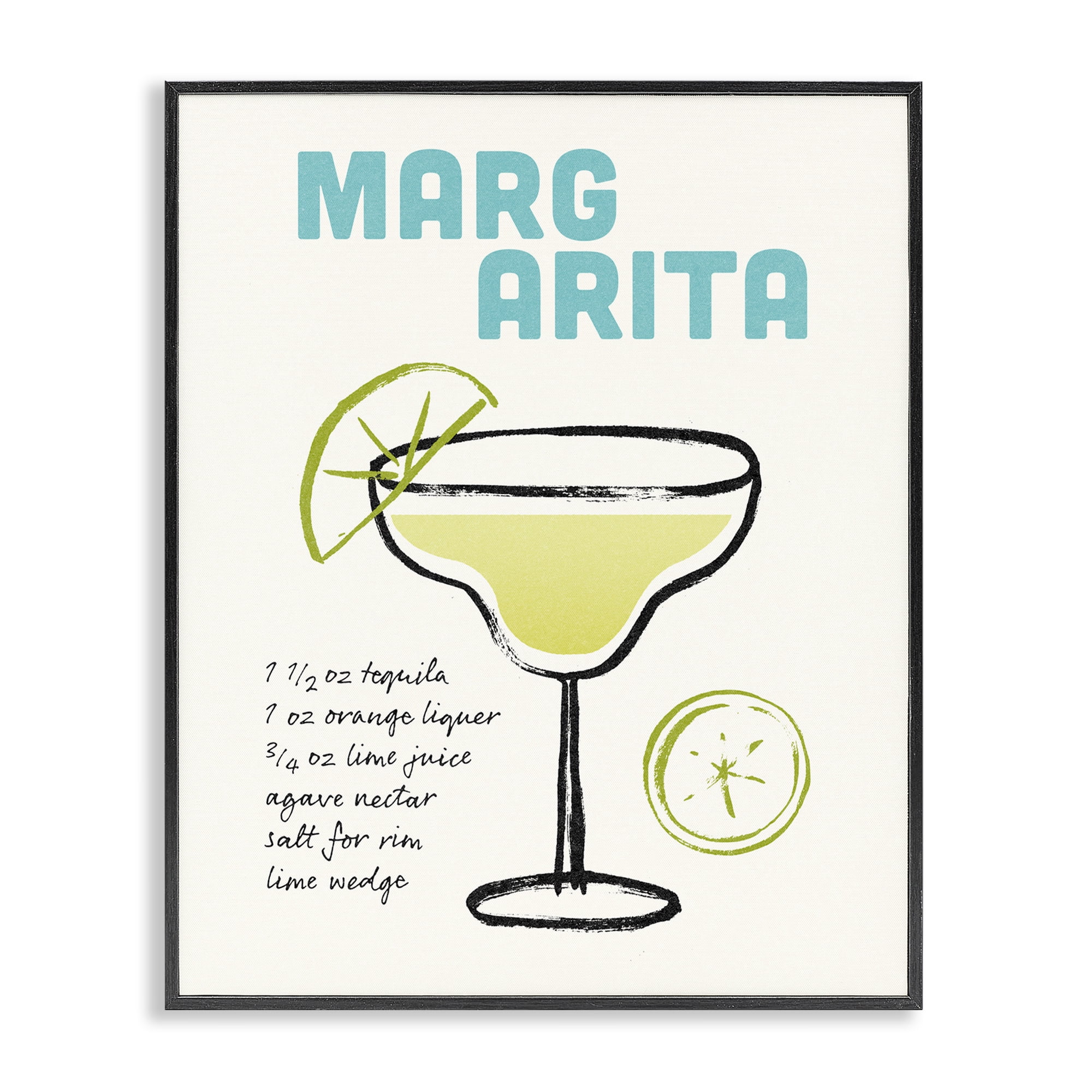 Stupell Industries Margarita Drink Recipe Food & Beverage Painting Black Framed Art Print Wall Art, 24 x 30