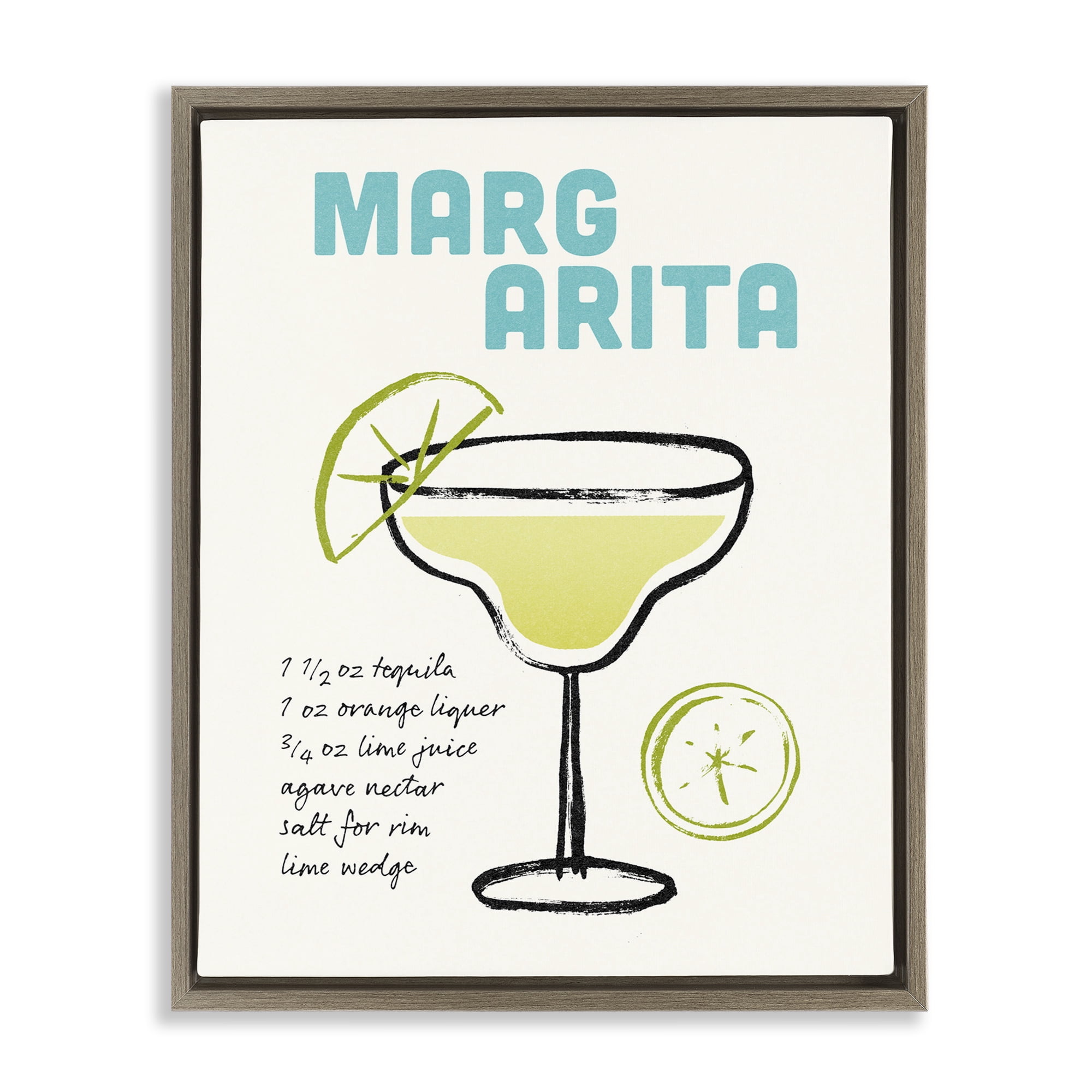 Stupell Industries Margarita Drink Recipe Food & Beverage Painting Brown Floater Framed Art Print Wall Art, 25 x 31