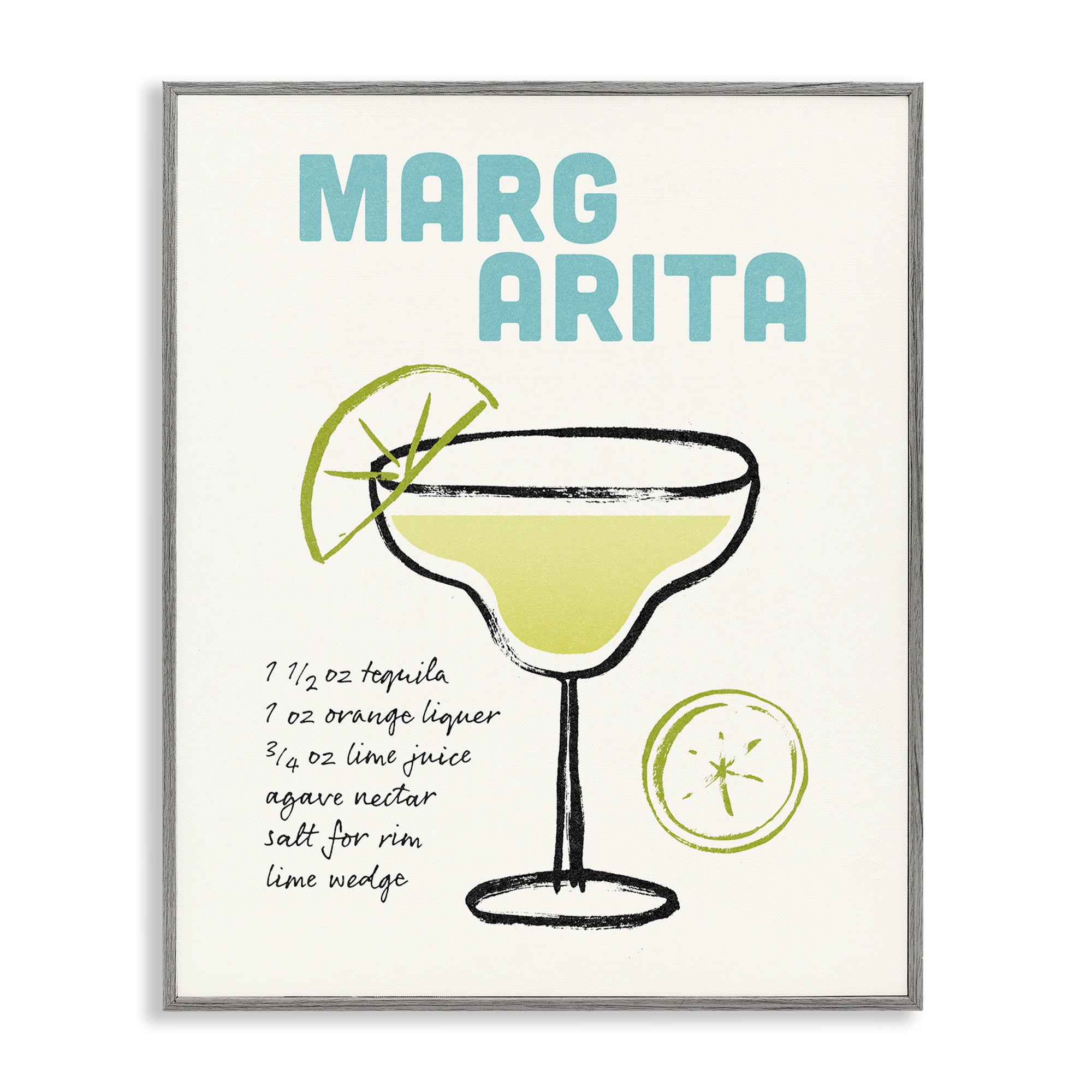 Stupell Industries Margarita Drink Recipe Food & Beverage Painting Gray Framed Art Print Wall Art, 16 x 20