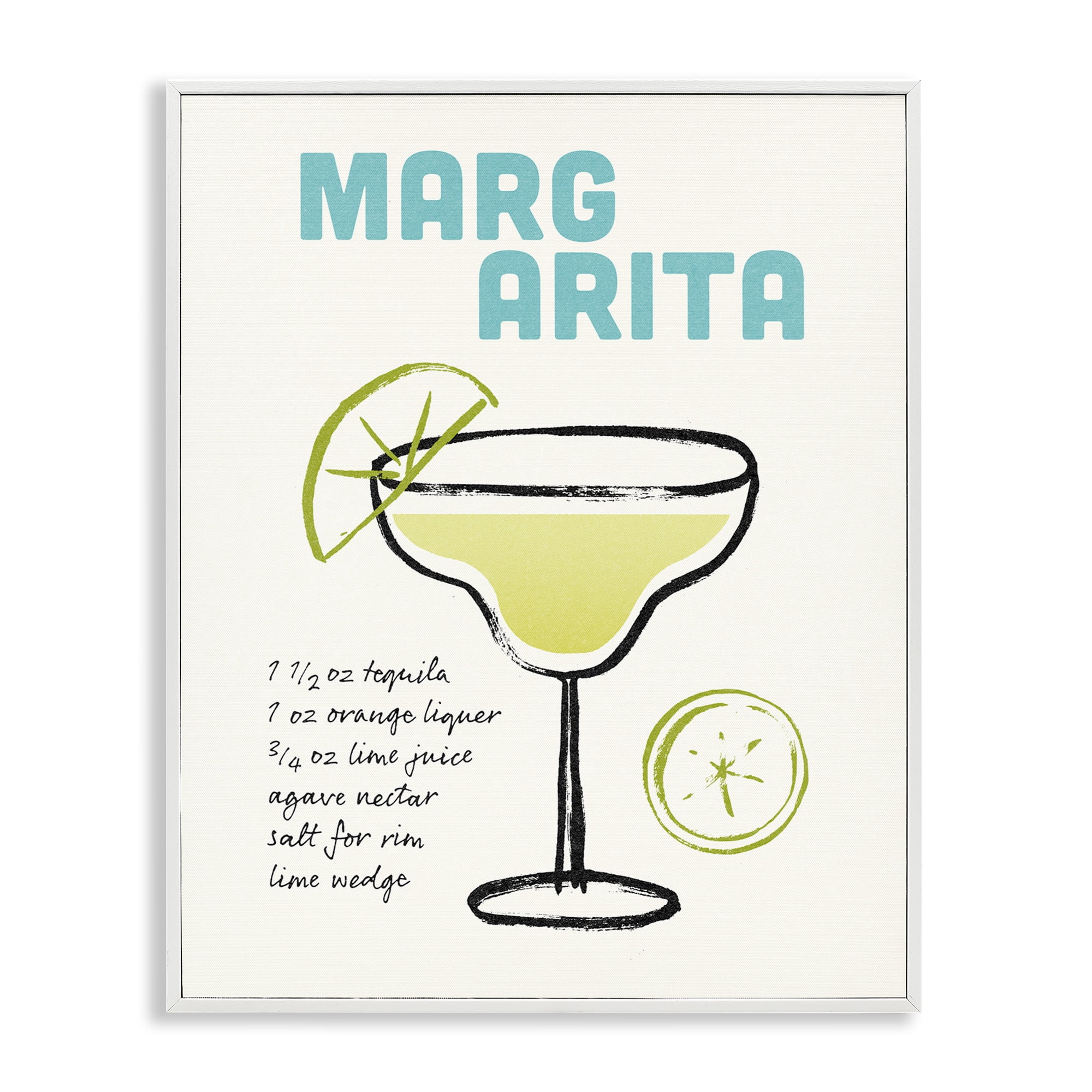 Stupell Industries Margarita Drink Recipe Food & Beverage Painting White Framed Art Print Wall Art, 16 x 20
