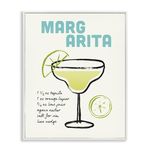 Stupell Industries Margarita Drink Recipe Food & Beverage Painting White Framed Art Print Wall Art, 24 x 30