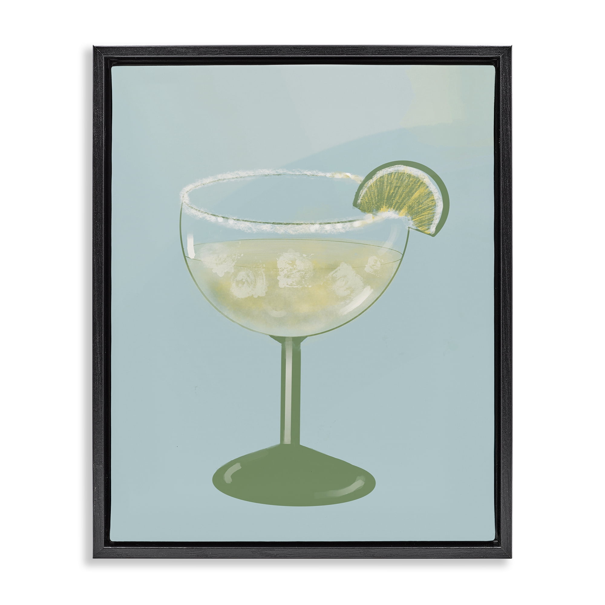 Stupell Industries Margarita Glass over Blue Black Framed Floater Canvas Wall Art, design by Robin Maria
