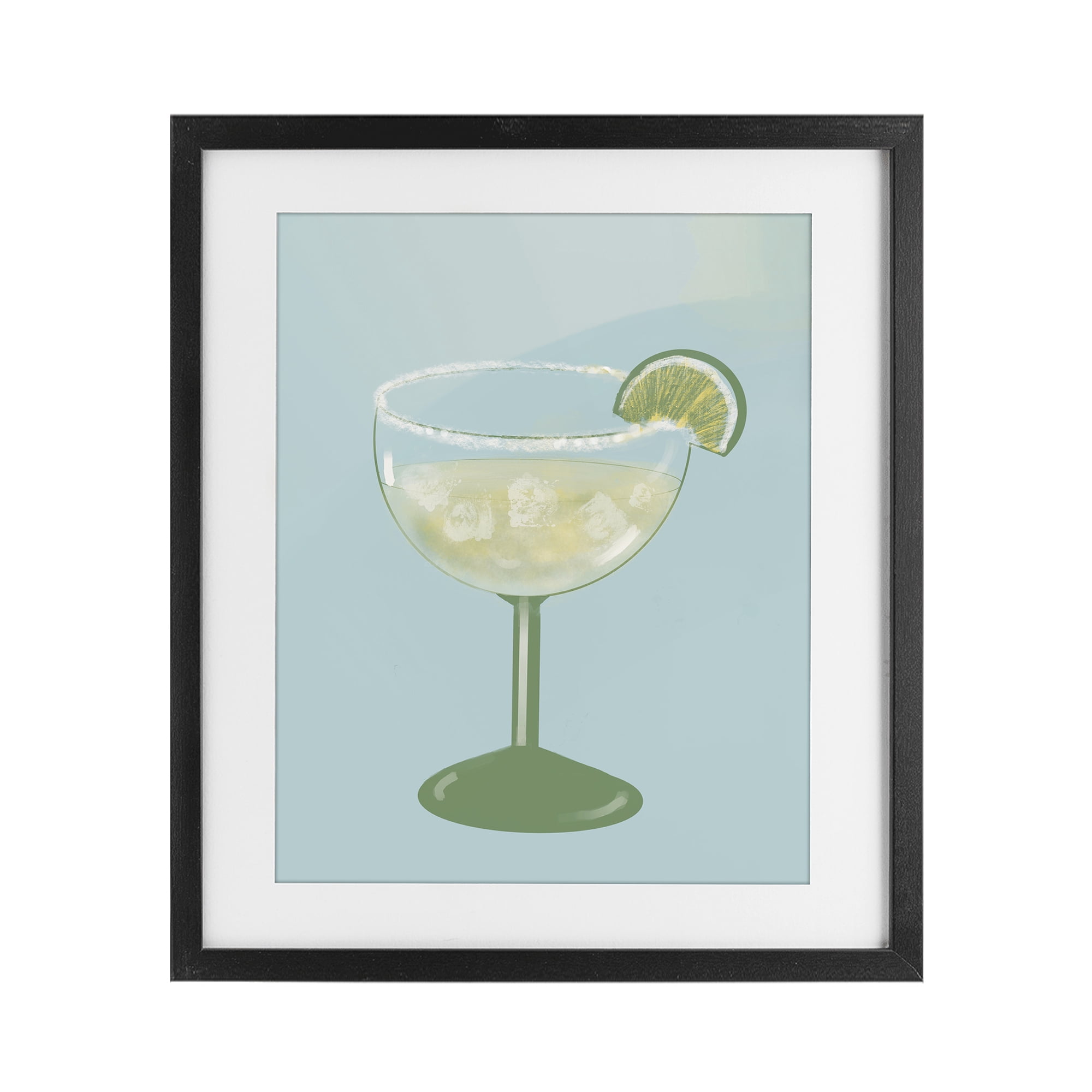 Stupell Industries Margarita Glass over Blue Black Framed Print Under Glass, design by Robin Maria