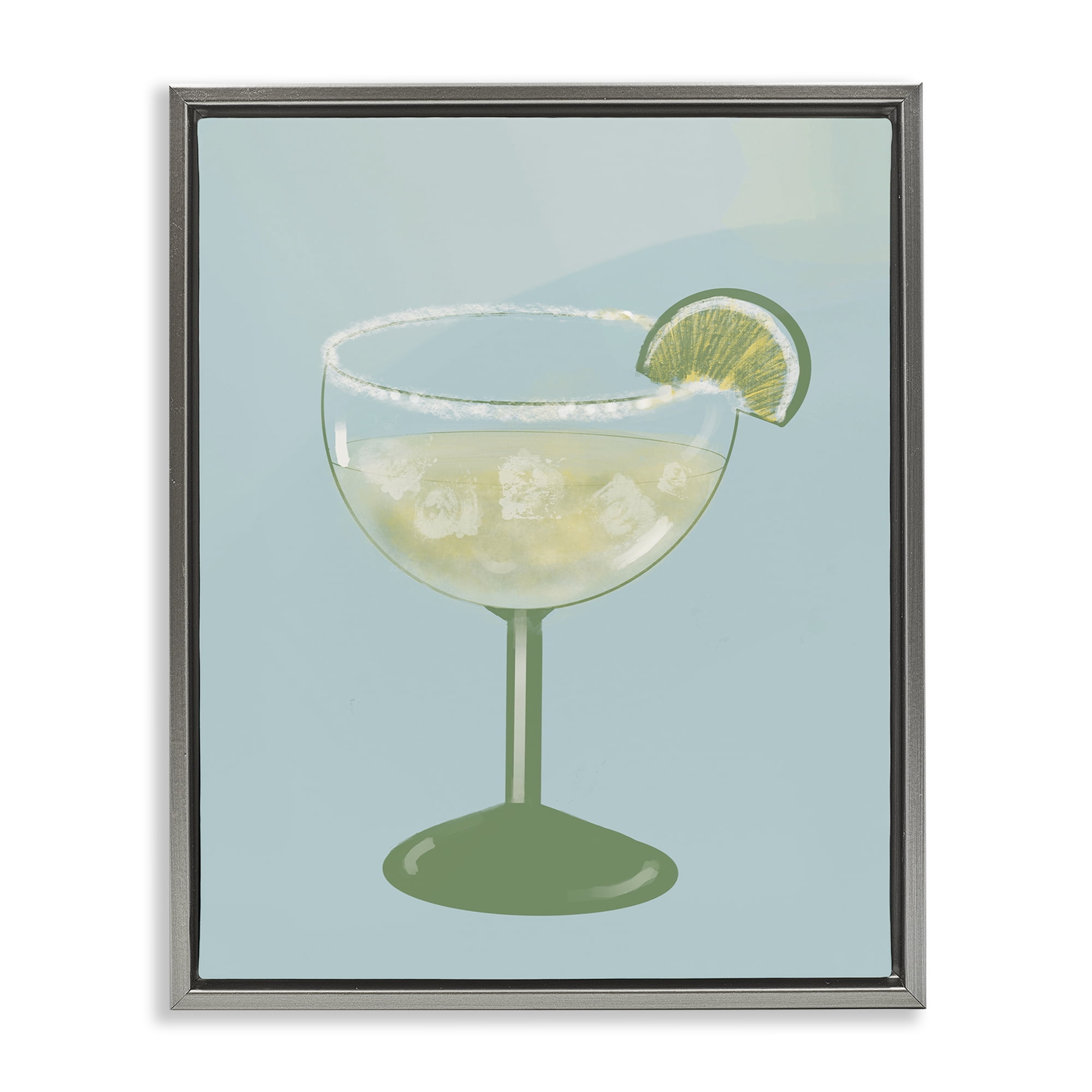 Stupell Industries Margarita Glass over Blue Gray Framed Floater Canvas Wall Art, design by Robin Maria