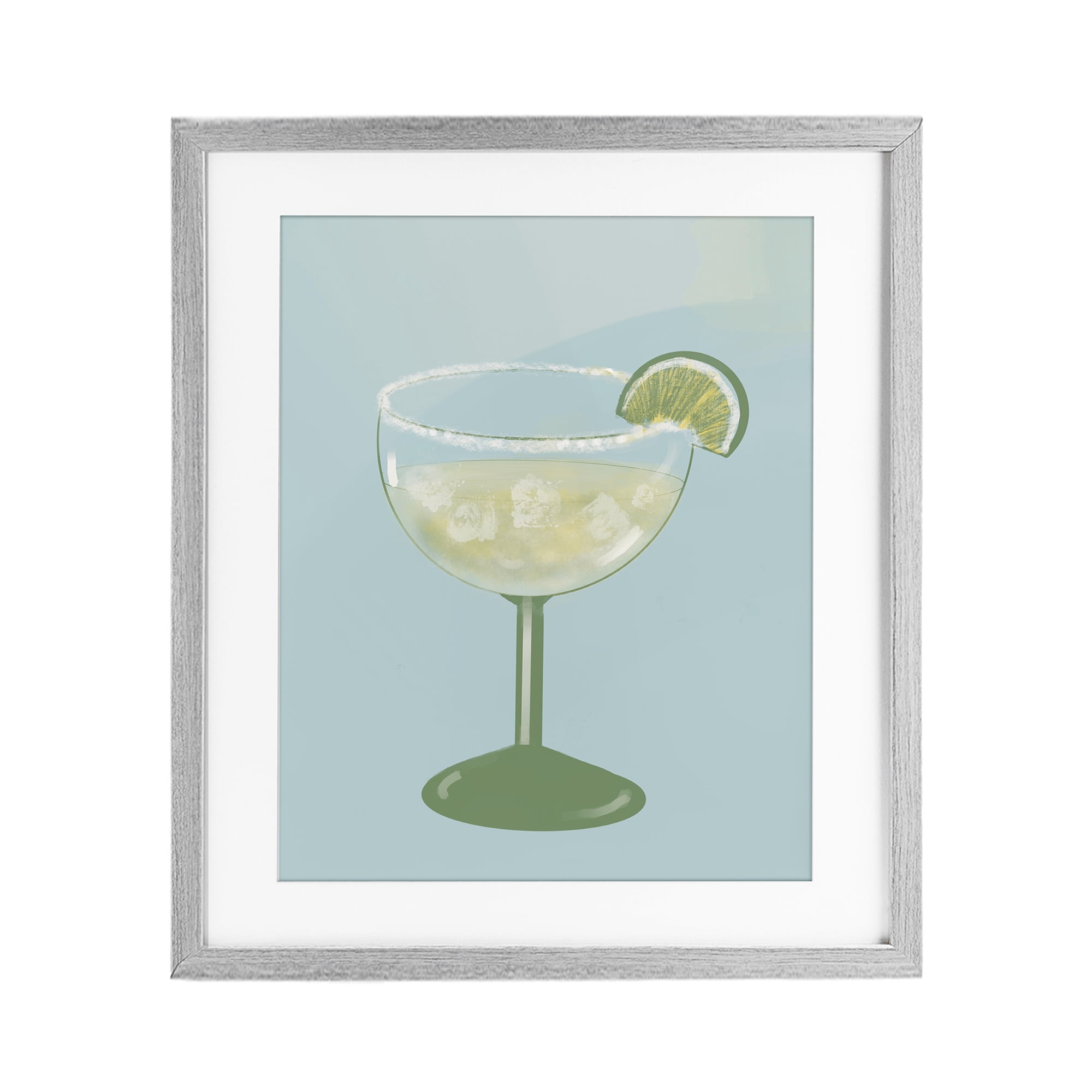 Stupell Industries Margarita Glass over Blue Gray Framed Print Under Glass, design by Robin Maria