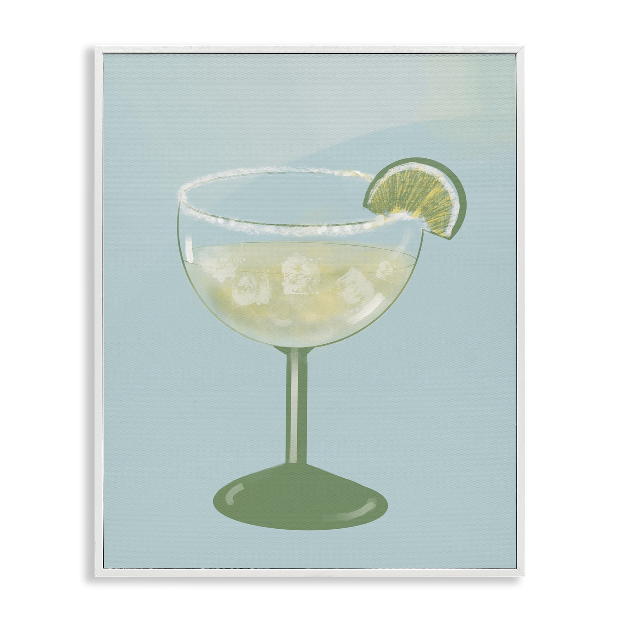 Stupell Industries Margarita Glass over Blue White Framed Giclee Art, design by Robin Maria