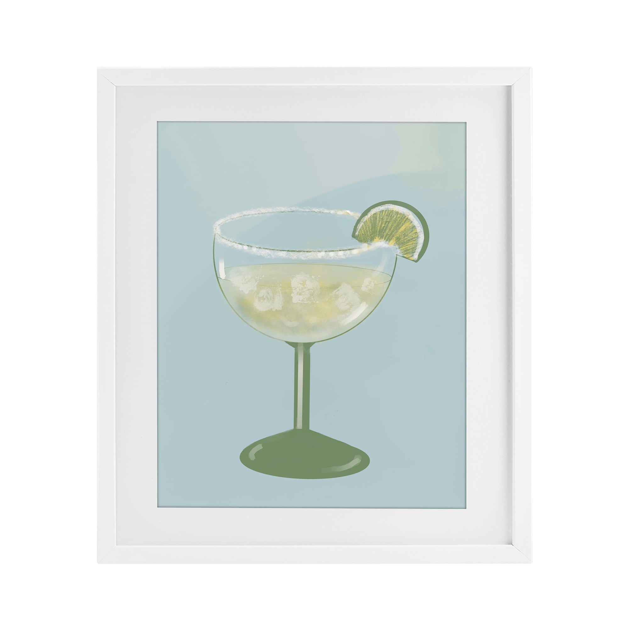 Stupell Industries Margarita Glass over Blue White Framed Print Under Glass, design by Robin Maria