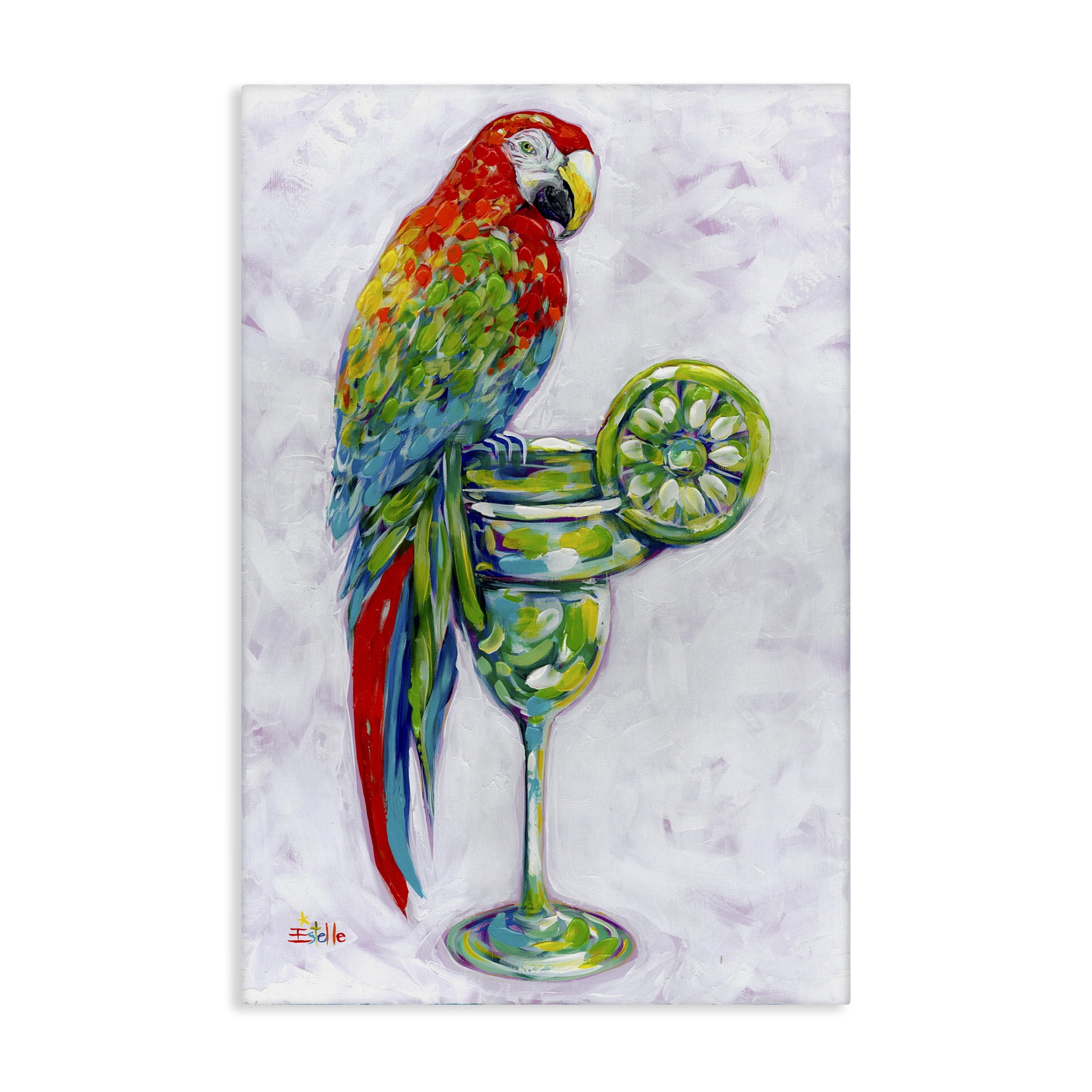 Stupell Industries Margarita Parrot Perched Food & Beverage Painting Gallery Wrapped Canvas Art Print Wall Art, 20 x 30