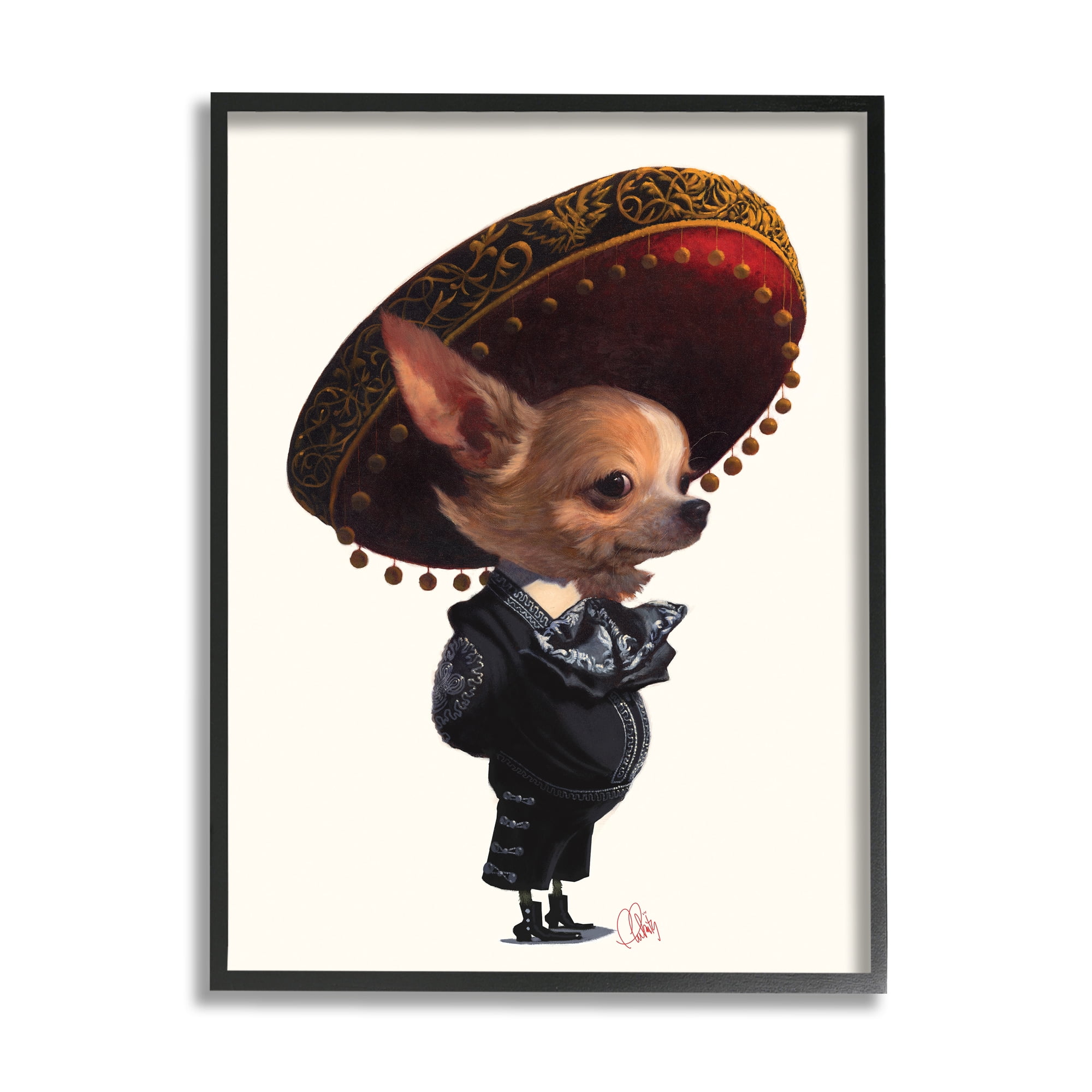 Stupell Industries Mariachi Chihuahua with Sombrero Adorable Pet Dog, 24 x 30, Designed by Thomas Fluharty