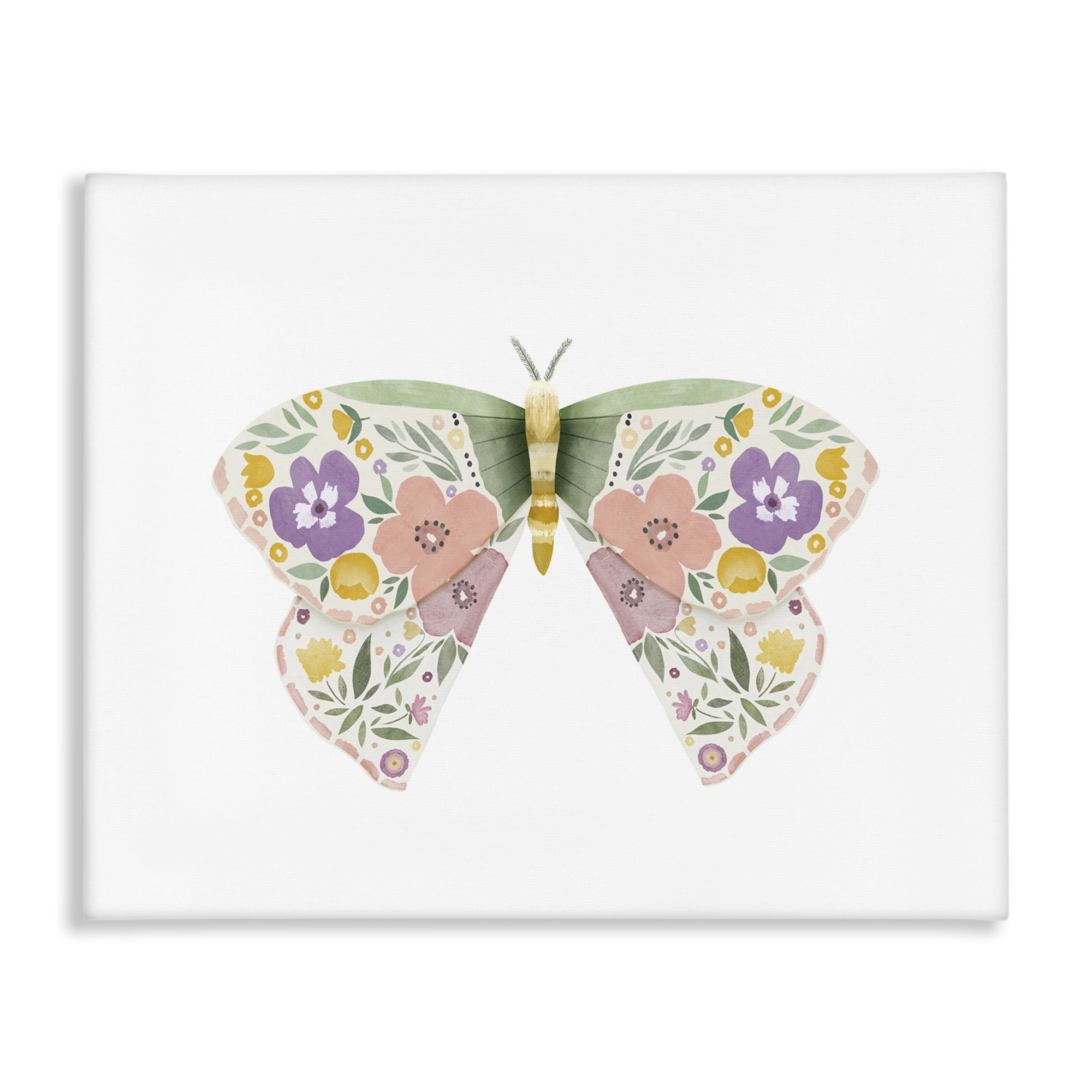 Stupell Industries Marigold Floral Moth Insects Painting Wrapped Canvas Art Print Wall Art, 30 x 24