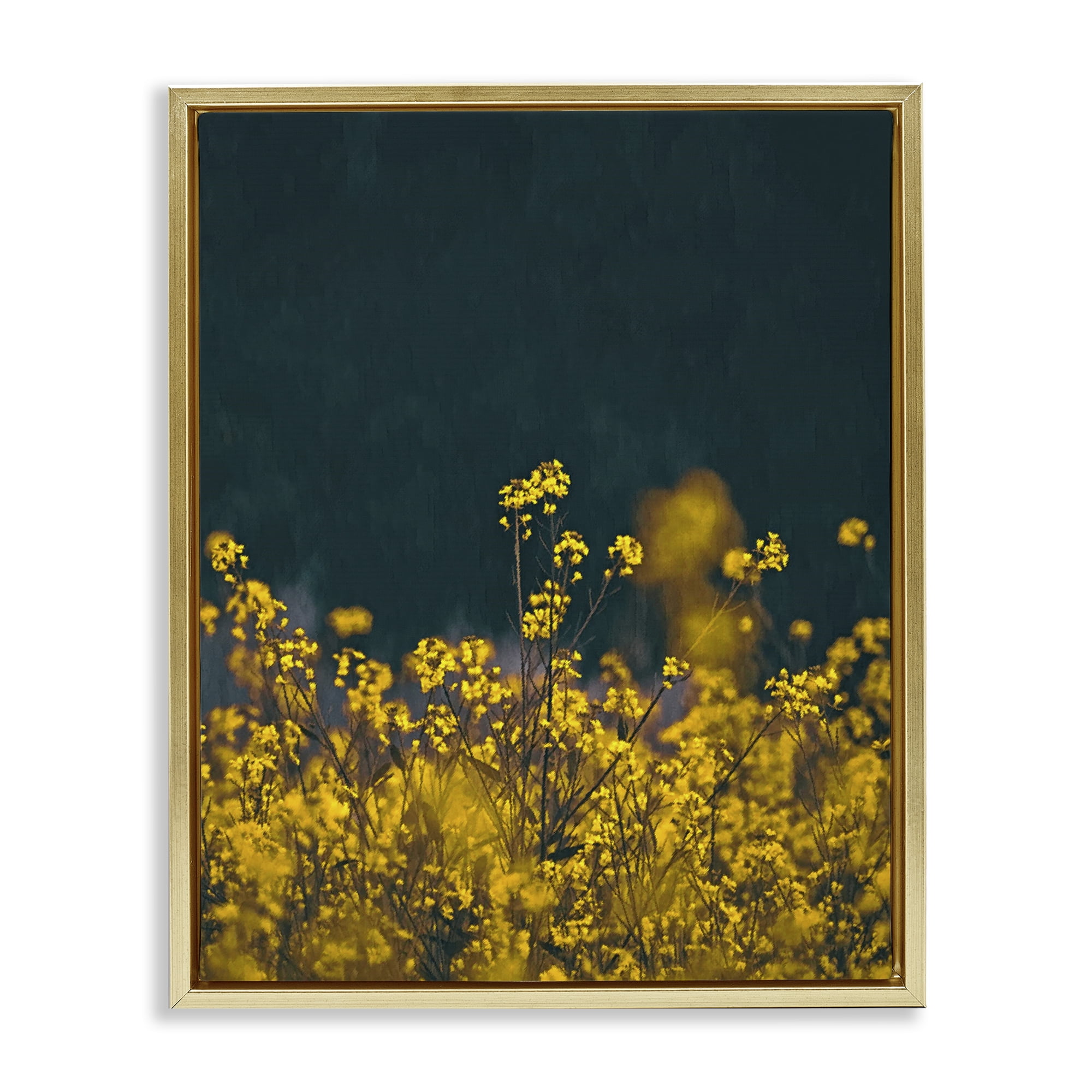 Stupell Industries Marigold Meadow Flowers Plants & Flowers Photography Gold Floater Framed Canvas Art Print Wall Art, 17 x 21