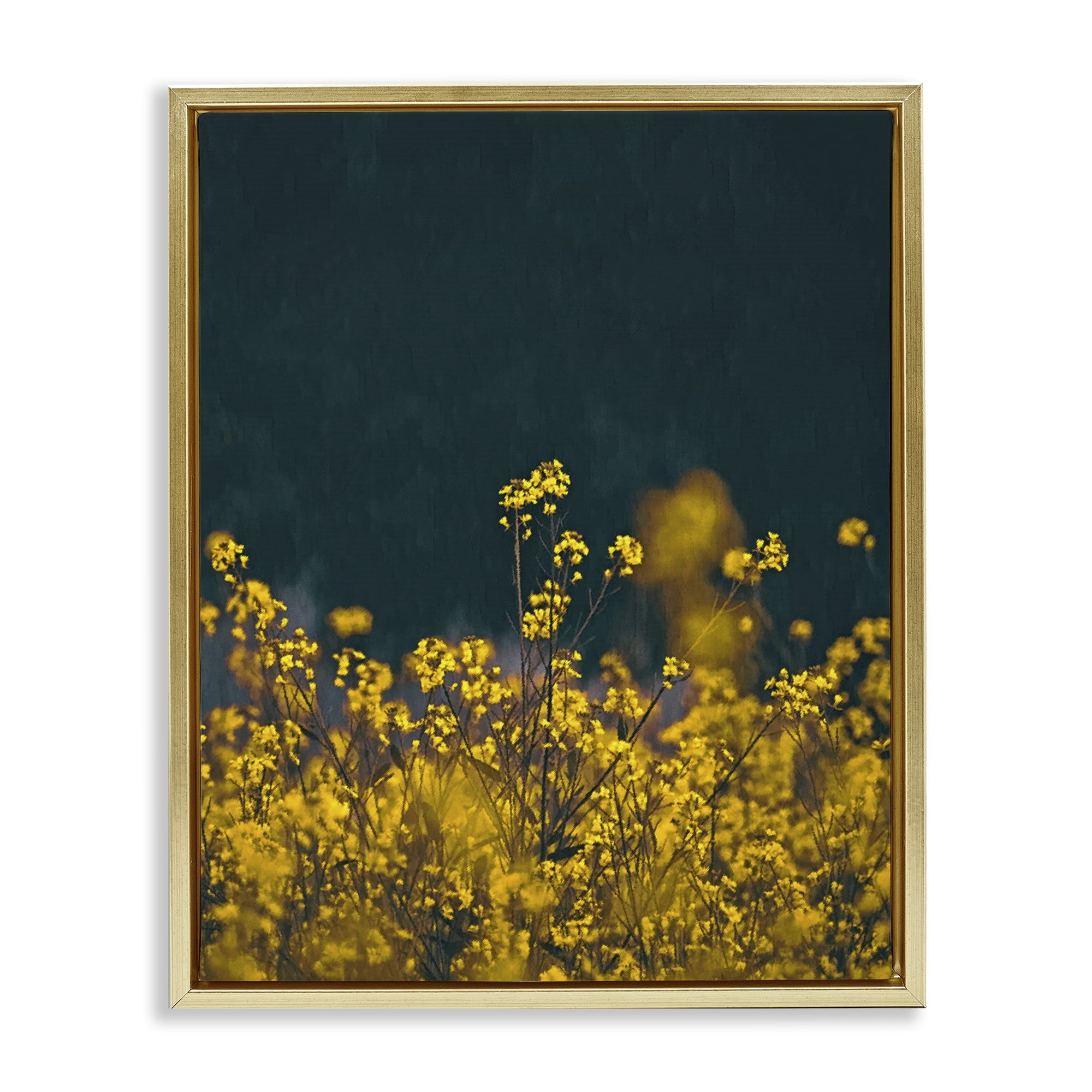 Stupell Industries Marigold Meadow Flowers Plants & Flowers Photography Gold Floater Framed Canvas Art Print Wall Art, 25 x 31