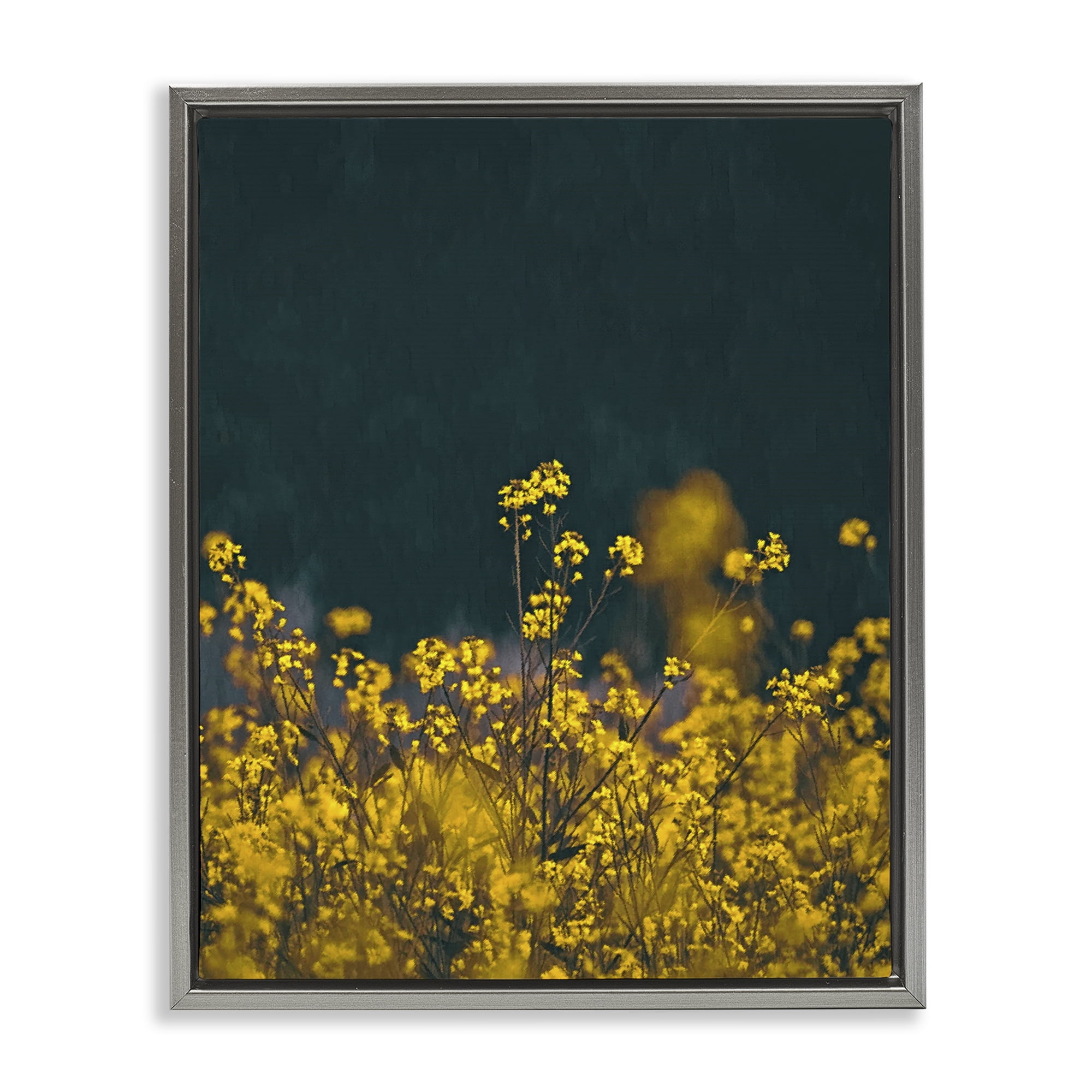 Stupell Industries Marigold Meadow Flowers Plants & Flowers Photography Gray Floater Framed Canvas Art Print Wall Art, 25 x 31