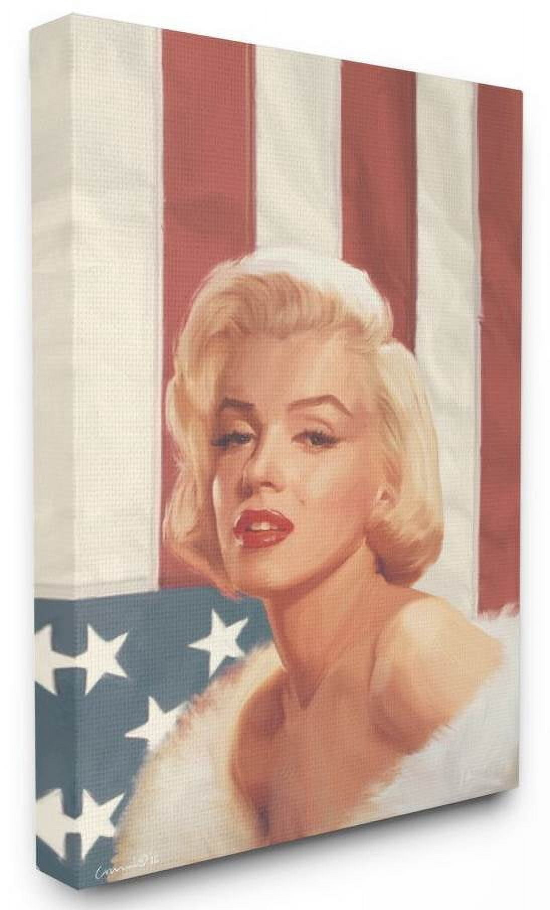 Stupell Industries Marilyn Flag Vintage Hollywood Movie Star Classic Illustration Canvas Wall Art by Jadei Graphics