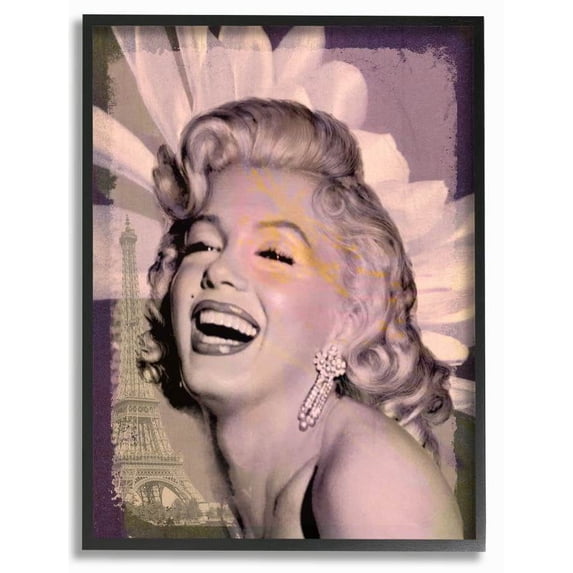 Stupell Industries Marilyn Laughing Vintage Hollywood Movie Star Classic Illustration Framed Wall Art by Jadei Graphics