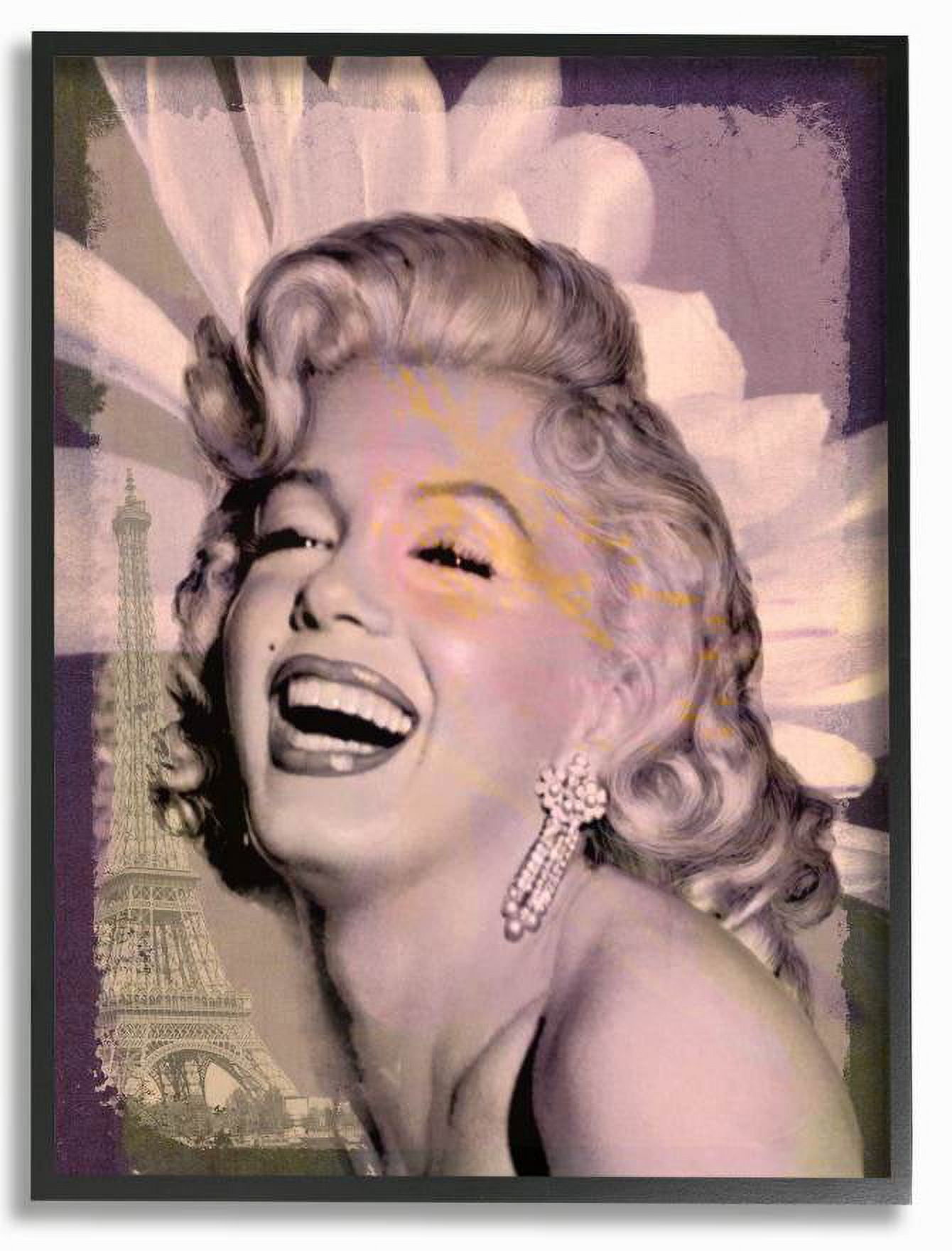 Stupell Industries Marilyn Laughing Vintage Hollywood Movie Star Classic Illustration Framed Wall Art by Jadei Graphics