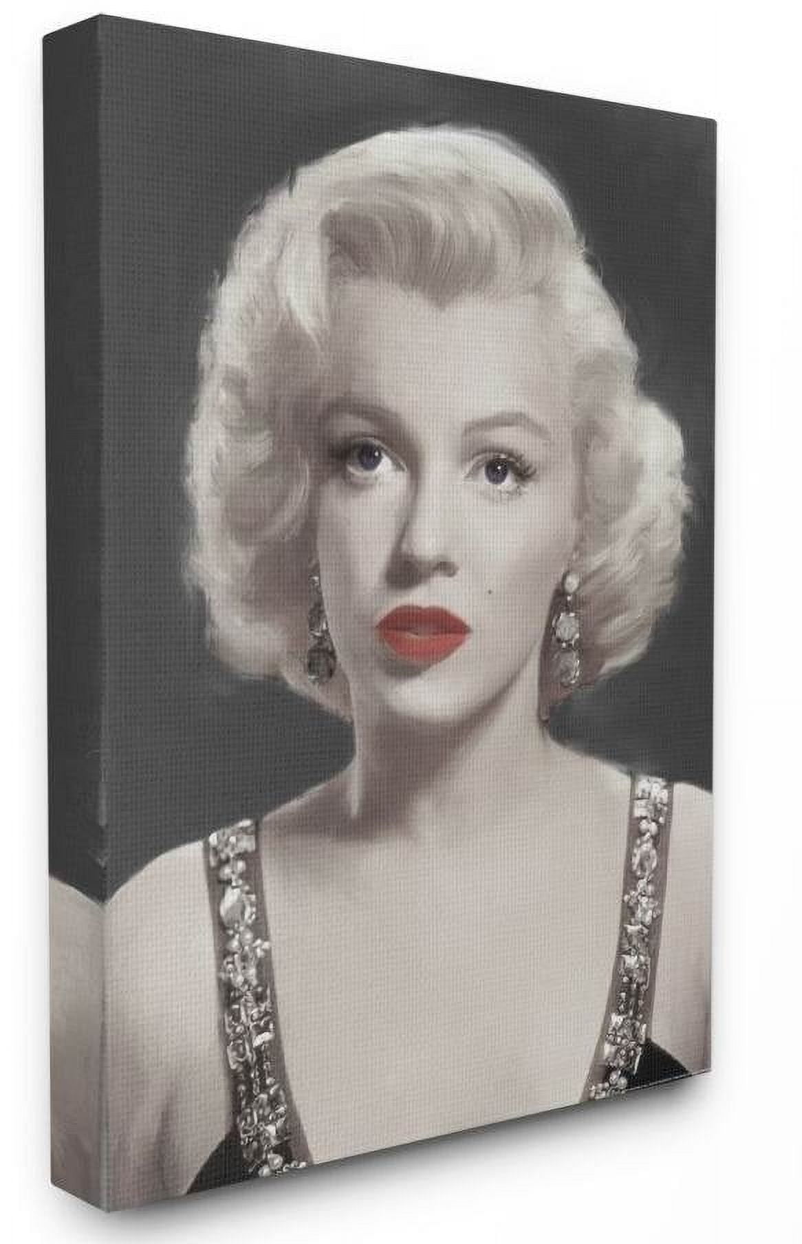 Stupell Industries Marilyn Portrait Black And White Vintage Hollywood Movie Star Classic Illustration Canvas Wall Art by Jadei Graphics