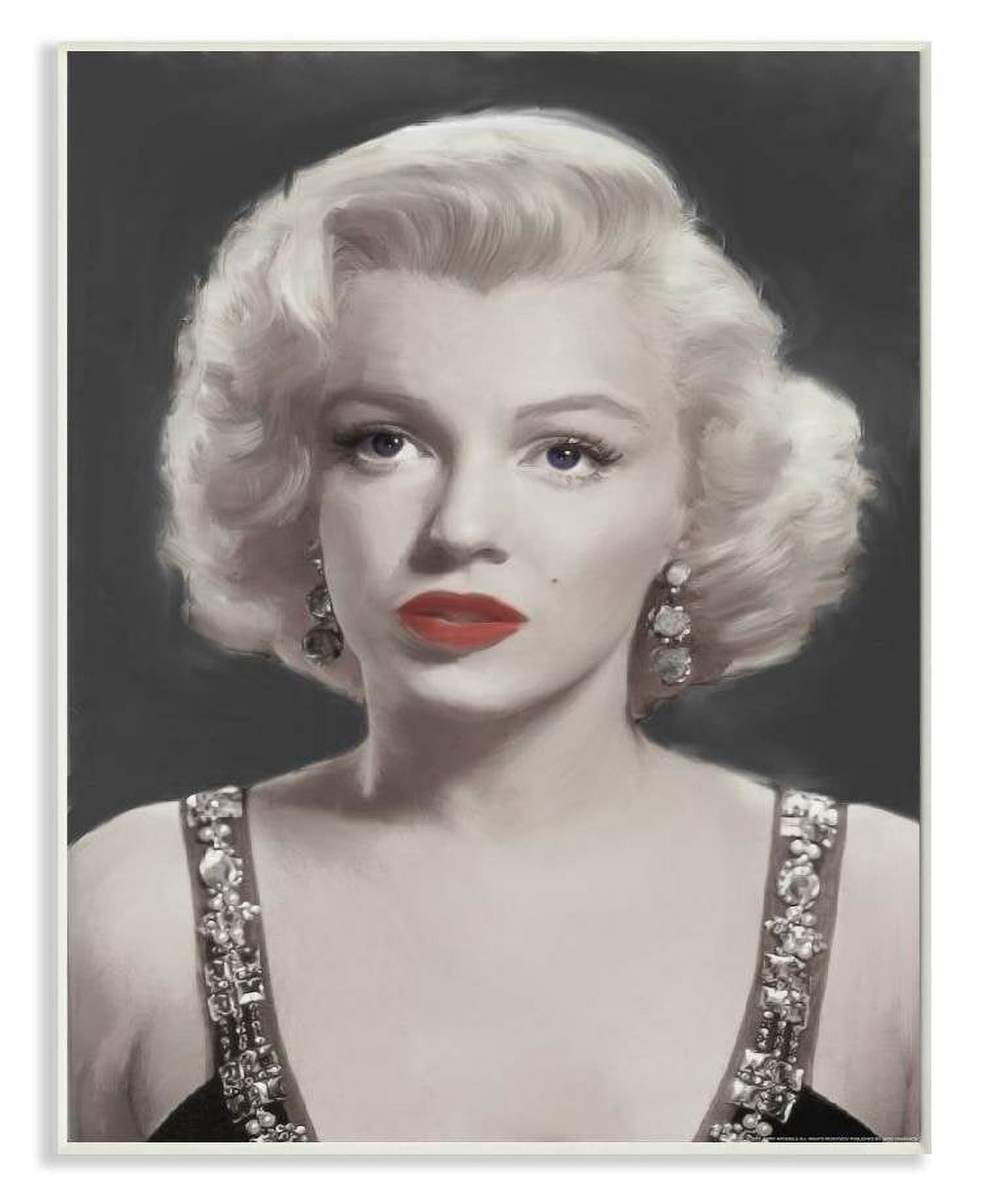 Stupell Industries Marilyn Portrait Black And White Vintage Hollywood Movie Star Classic Illustration Wall Plaque by Jadei Graphics