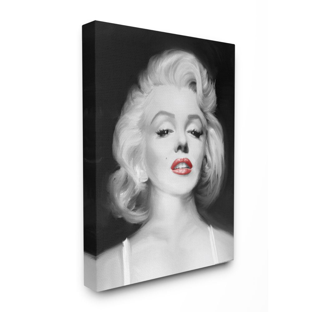 Stupell Industries Marilyn Portrait Red Vintage Hollywood Movie Star Classic Illustration Canvas Wall Art by Jadei Graphics