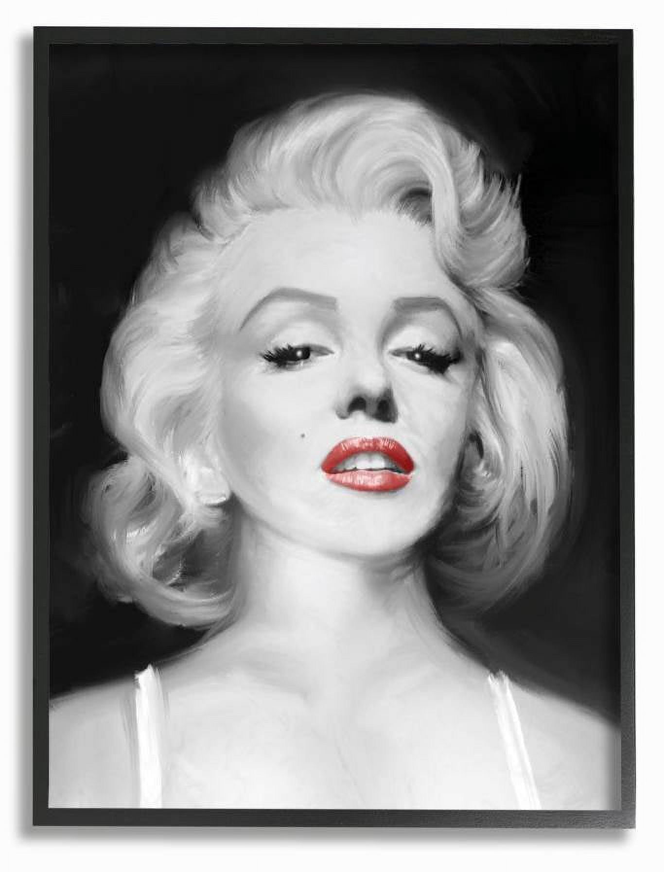Stupell Industries Marilyn Portrait Red Vintage Hollywood Movie Star Classic Illustration Framed Wall Art by Jadei Graphics
