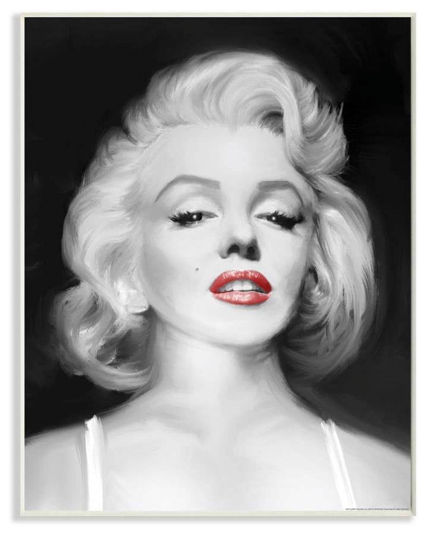 Stupell Industries Marilyn Portrait Red Vintage Hollywood Movie Star Classic Illustration Wall Plaque by Jadei Graphics