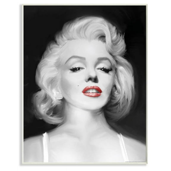 Stupell Industries Marilyn Portrait Red Vintage Hollywood Movie Star Classic Illustration Wall Plaque by Jadei Graphics