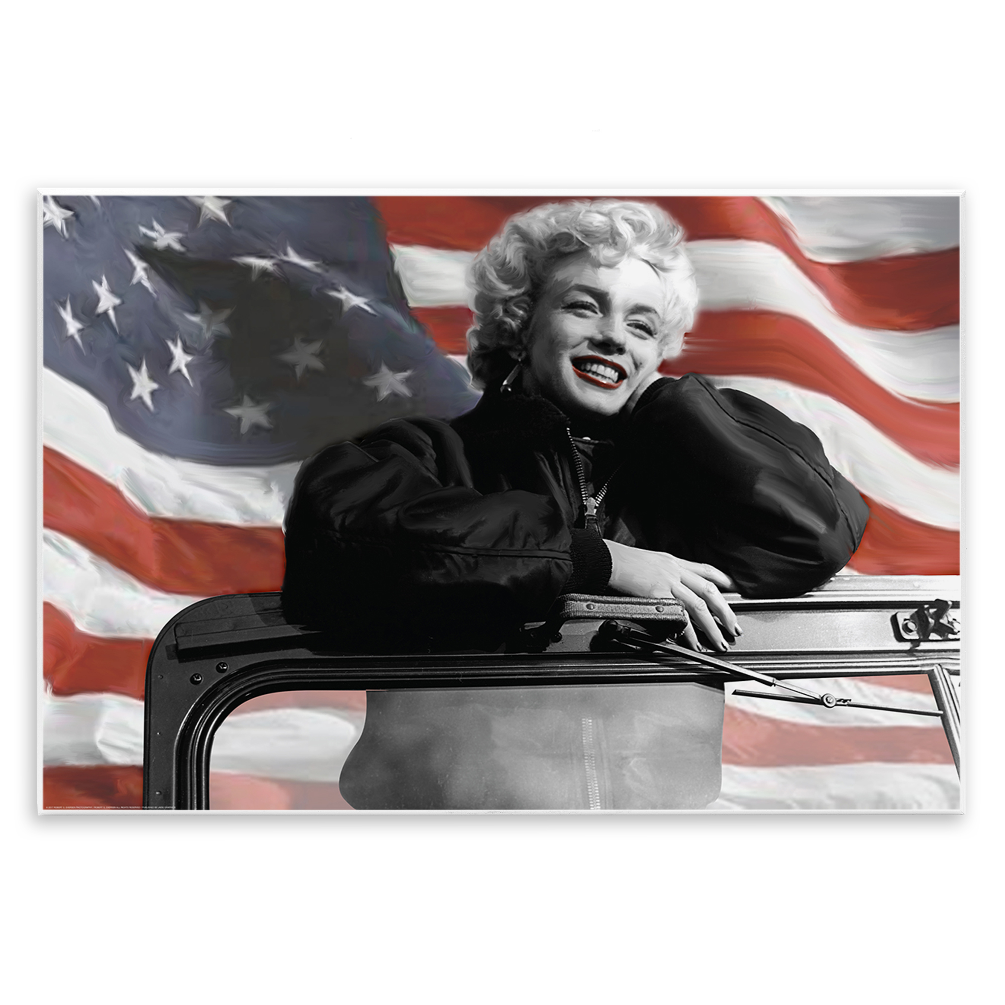 Stupell Industries Marilyn & Waving Flag People Painting Unframed Art Print Wall Art, 19 x 13