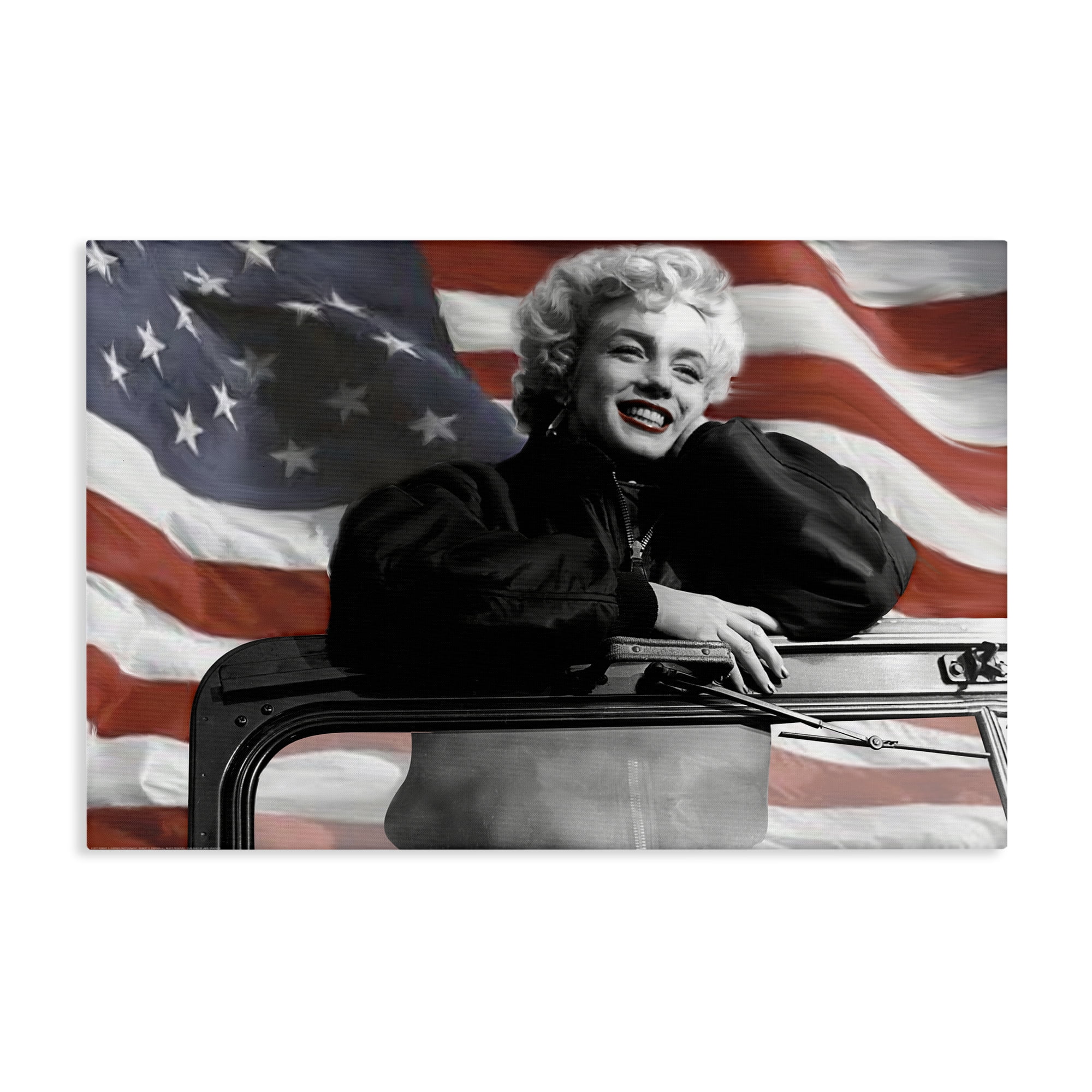 Stupell Industries Marilyn & Waving Flag People Painting Wrapped Canvas Art Print Wall Art, 30 x 20