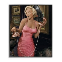 Stupell Industries Marilyn's Call Portrait Novelty Painting Black Framed Art Print Wall Art, 11 x 14