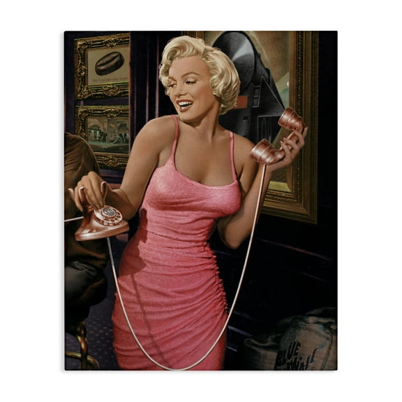 Stupell Industries Marilyn's Call Portrait Novelty Painting Gallery Wrapped Canvas Art Print Wall Art, 16 x 20