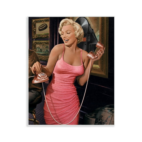 Stupell Industries Marilyn's Call Portrait Novelty Painting Unframed Art Print Wall Art, 11 x 14