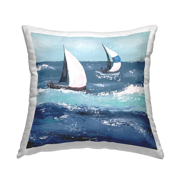 Stupell Industries Marine Sailboats Ocean Splash Printed Throw Pillow Design by Jade Reynolds