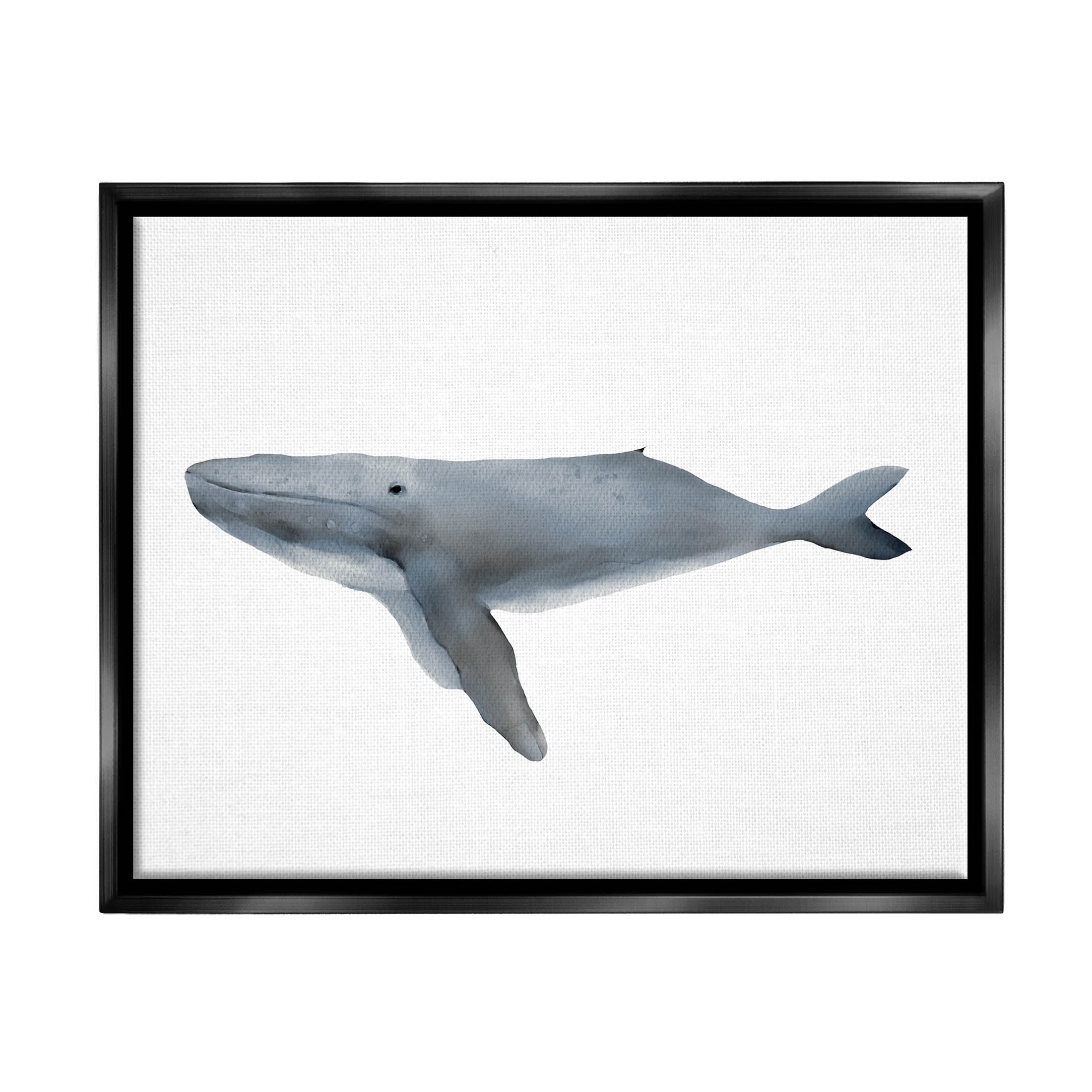 Stupell Industries Marine Whale Casual Sea Life Graphic Art Jet Black Floating Framed Canvas Print Wall Art, Design by Leah Straatsma