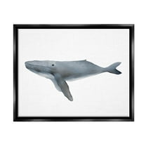 Stupell Industries Marine Whale Casual Sea Life Graphic Art Jet Black Floating Framed Canvas Print Wall Art, Design by Leah Straatsma