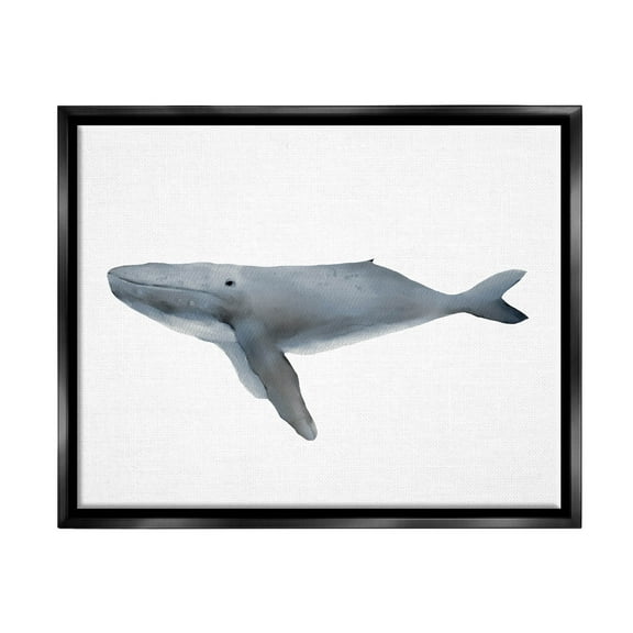 Stupell Industries Marine Whale Casual Sea Life Graphic Art Jet Black Floating Framed Canvas Print Wall Art, Design by Leah Straatsma