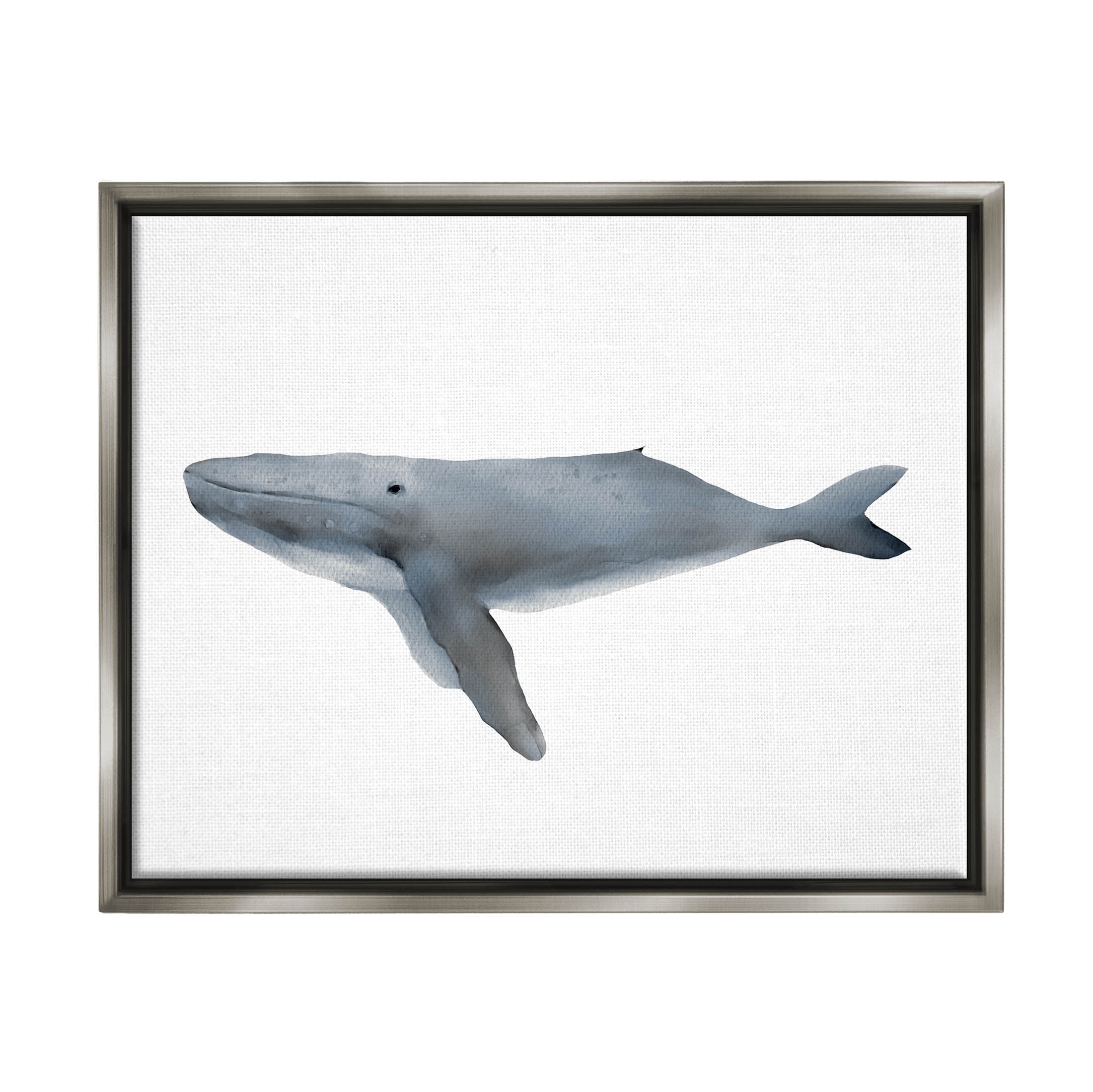 Stupell Industries Marine Whale Casual Sea Life Graphic Art Luster Gray Floating Framed Canvas Print Wall Art, Design by Leah Straatsma