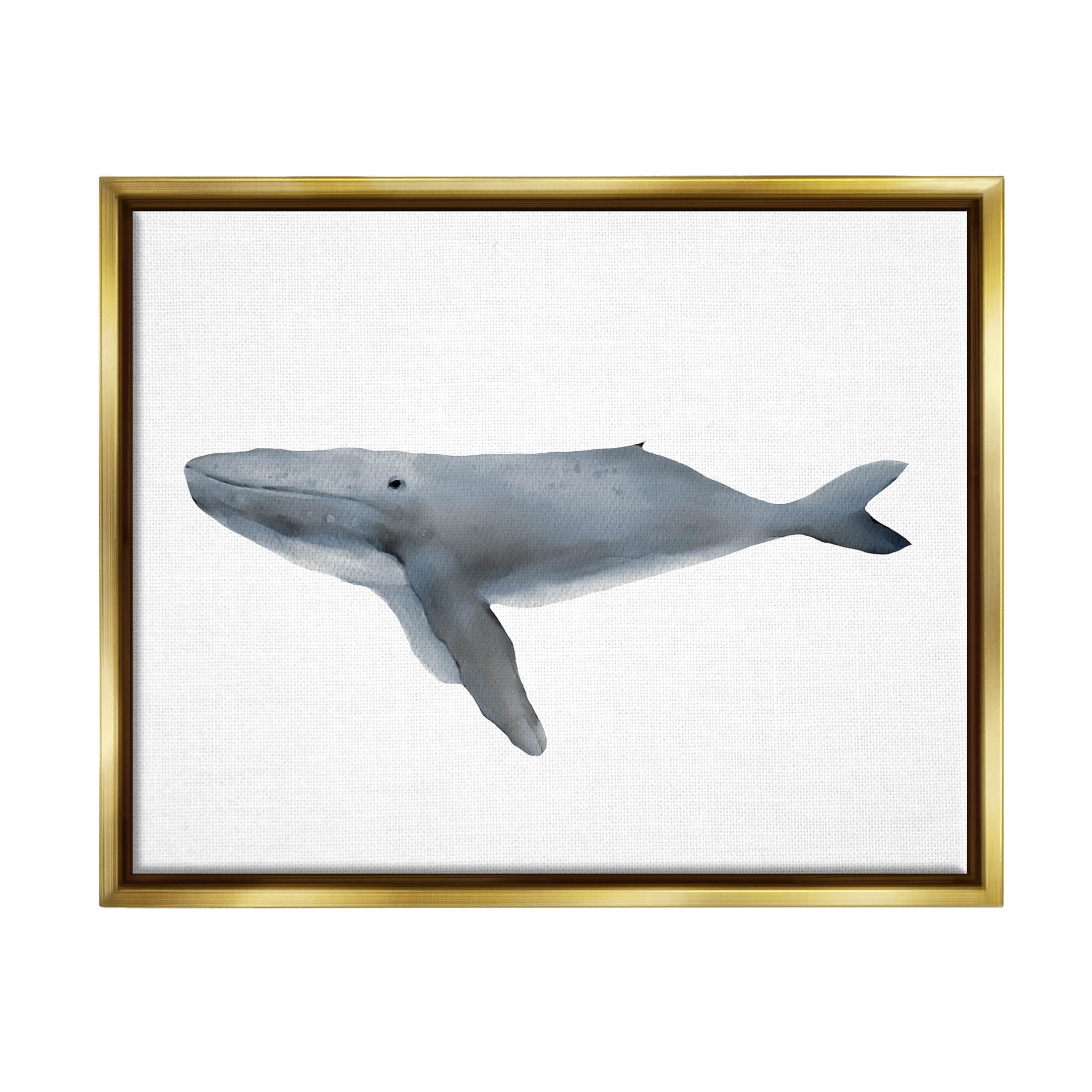 Stupell Industries Marine Whale Casual Sea Life Graphic Art Metallic Gold Floating Framed Canvas Print Wall Art, Design by Leah Straatsma