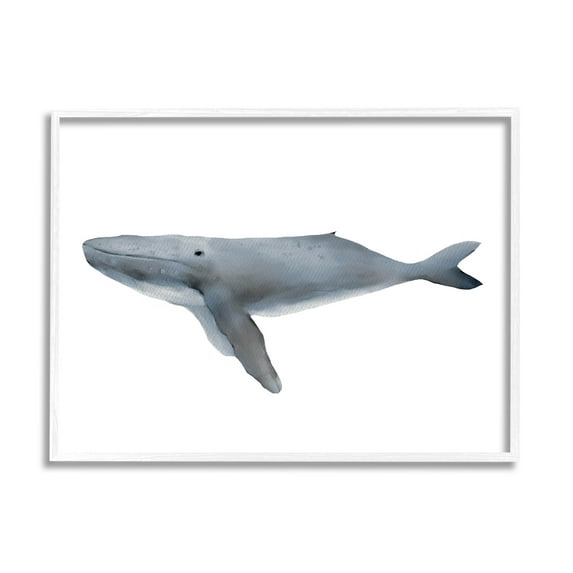 Stupell Industries Marine Whale Casual Sea Life Graphic Art White Framed Art Print Wall Art, Design by Leah Straatsma