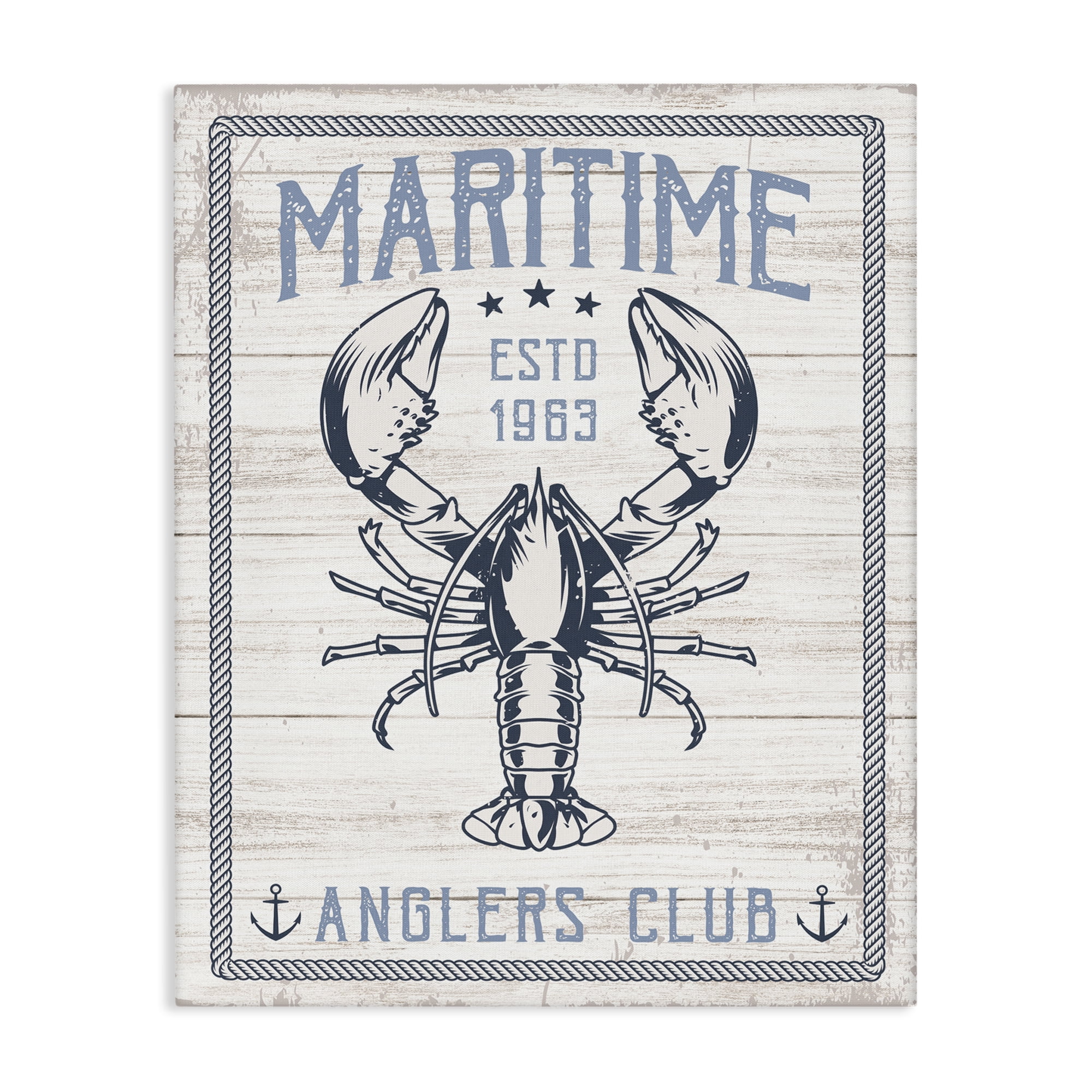 Stupell Industries Maritime Anglers Club Nautical & Beach Painting Wrapped Canvas Art Print Wall Art, 16 x 20