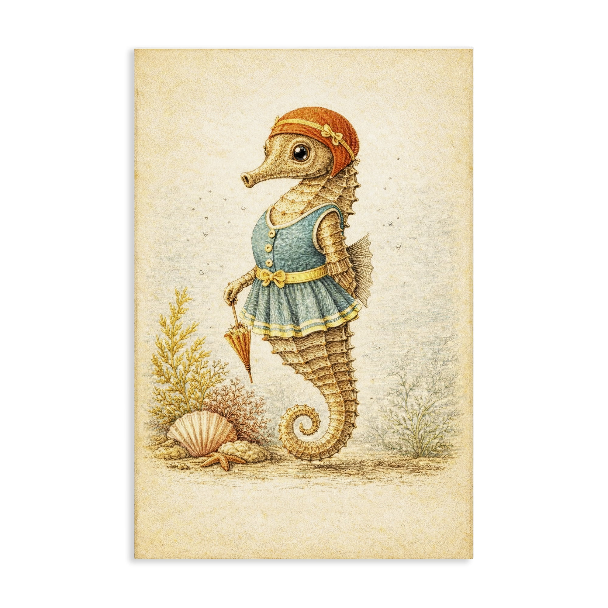 Stupell Industries Maritime Bathing Society Seahorse Canvas Wall Art, design by Grotto Studios