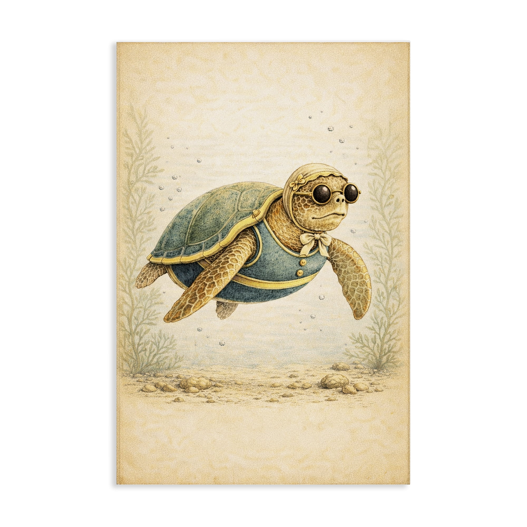 Stupell Industries Maritime Bathing Society Turtle Canvas Wall Art, design by Grotto Studios