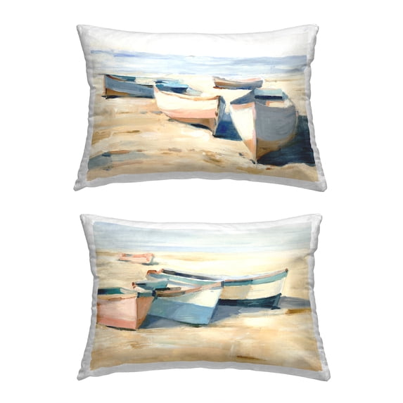 Stupell Industries Maritime Beach Boats Decorative Printed Throw Pillow, 14 x 20
