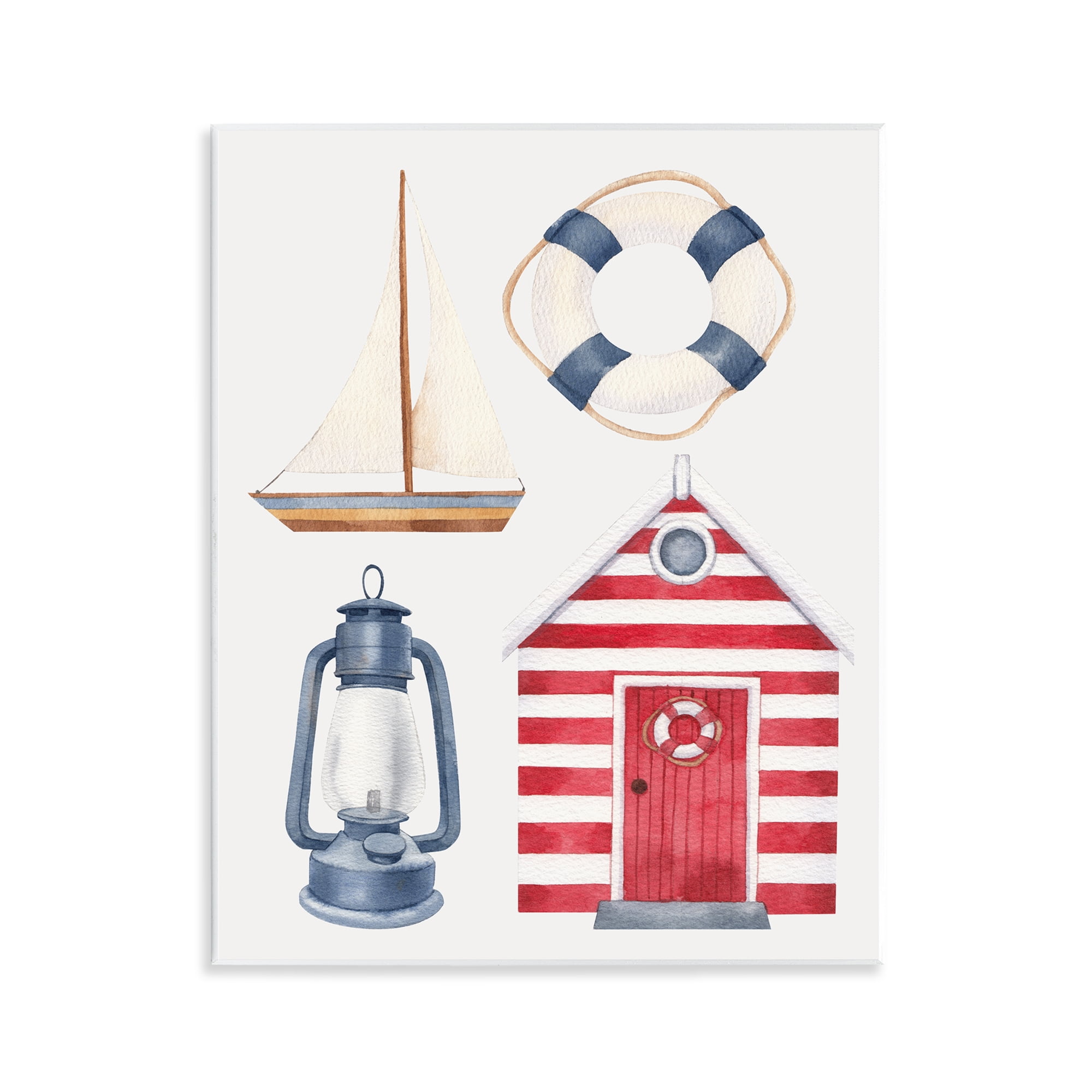 Stupell Industries Maritime Beach Items Nautical & Beach Painting Unframed Art Print Wall Art, 11 x 14