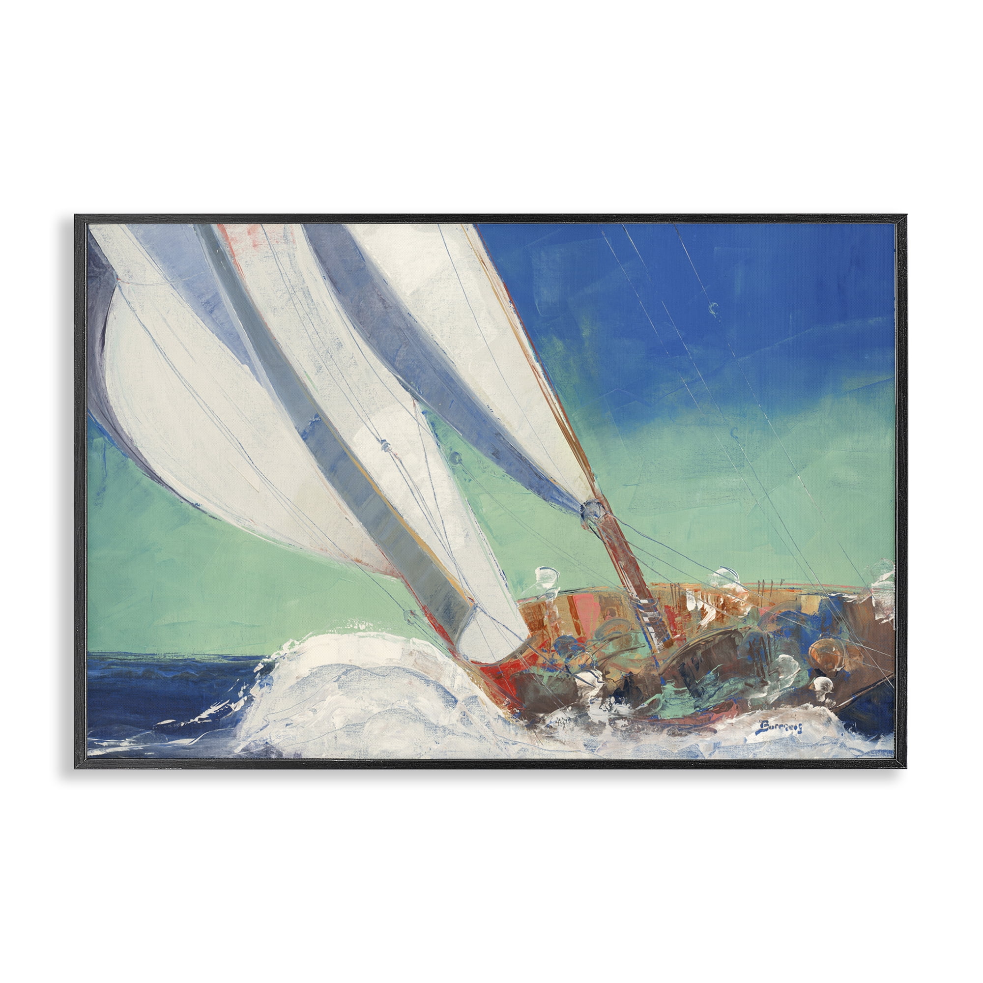 Stupell Industries Maritime Boat Hull Nautical & Beach Painting Black Framed Art Print Wall Art, 24 x 16