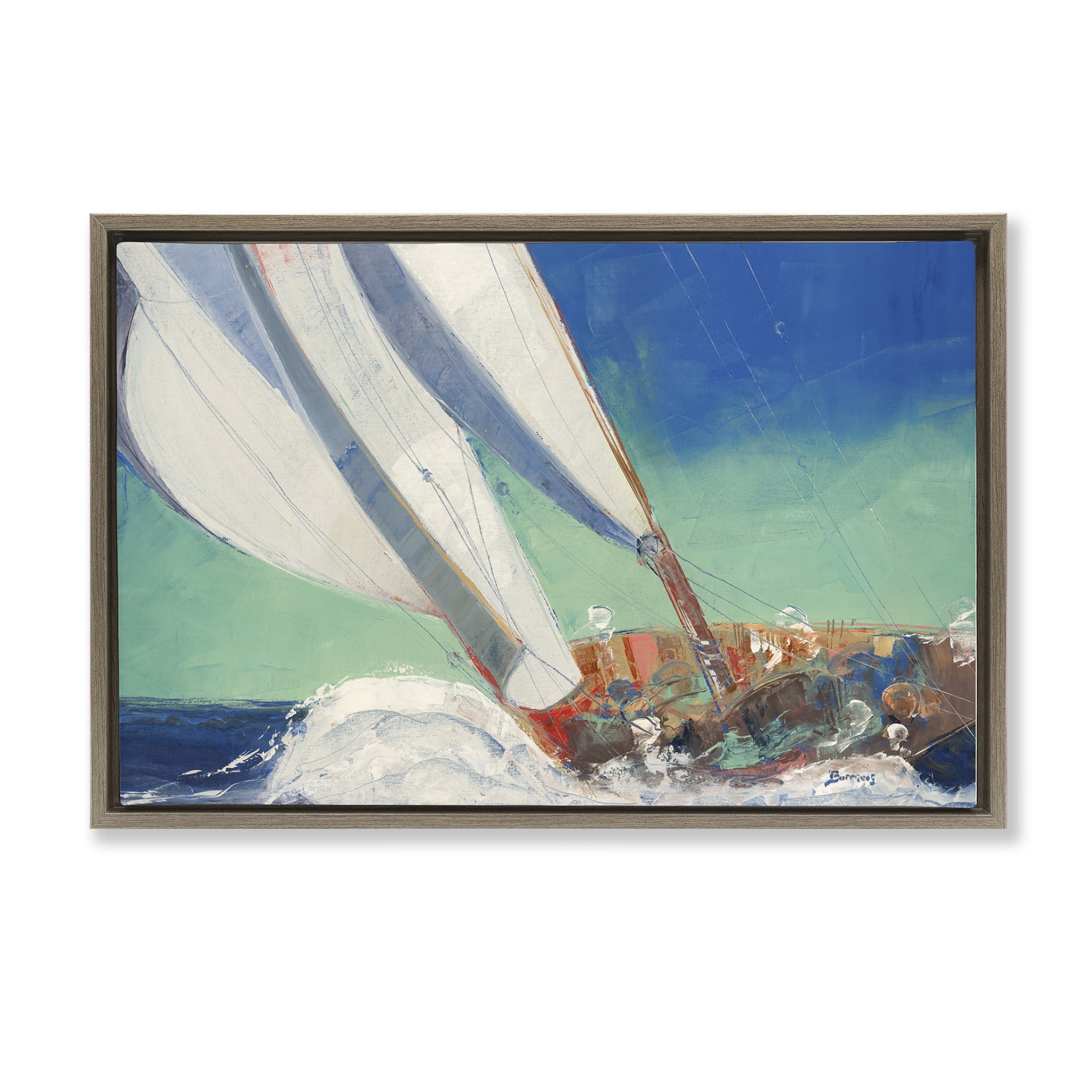 Stupell Industries Maritime Boat Hull Nautical & Beach Painting Brown Floater Framed Canvas Art Print Wall Art, 25 x 17
