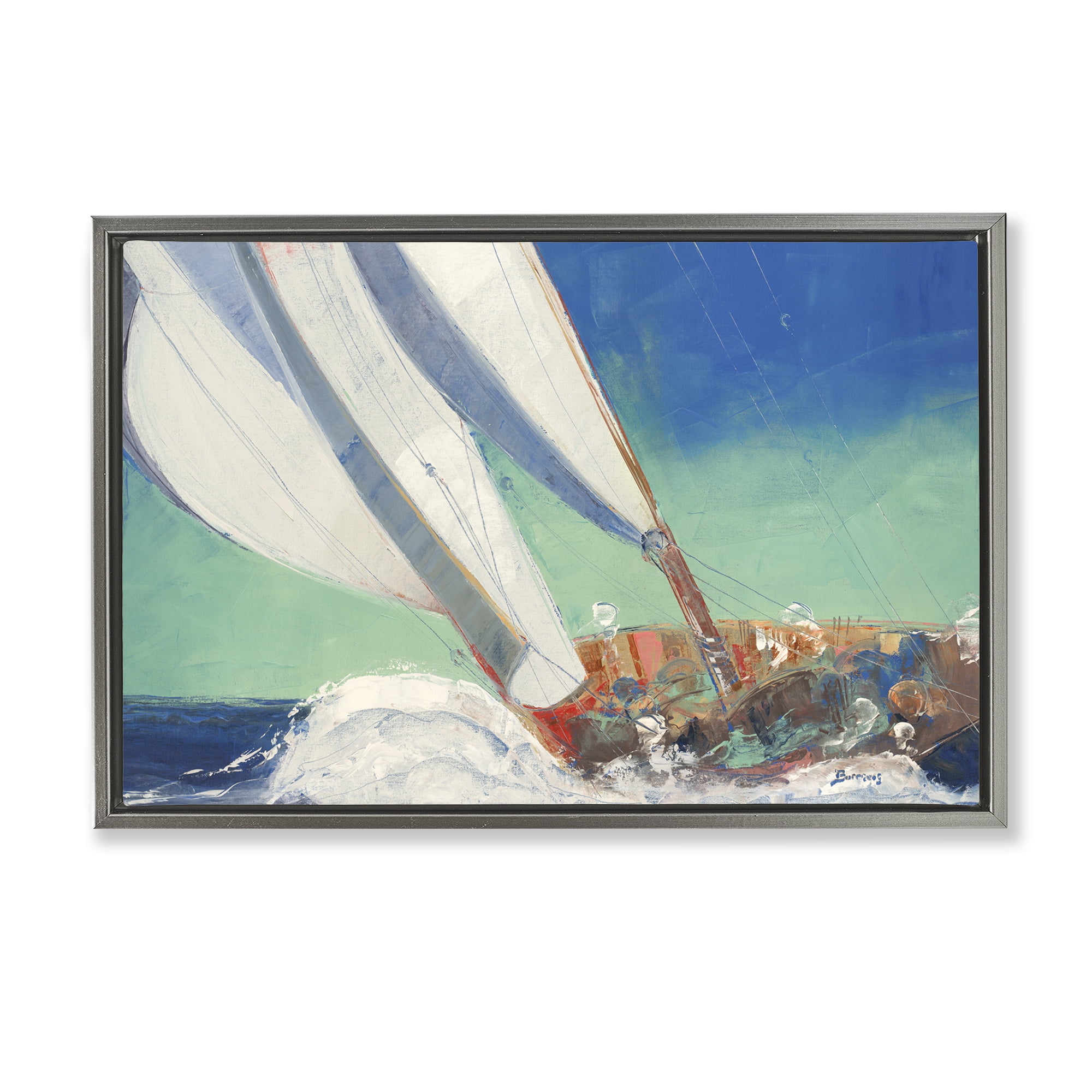 Stupell Industries Maritime Boat Hull Nautical & Beach Painting Gray Floater Framed Canvas Art Print Wall Art, 25 x 17